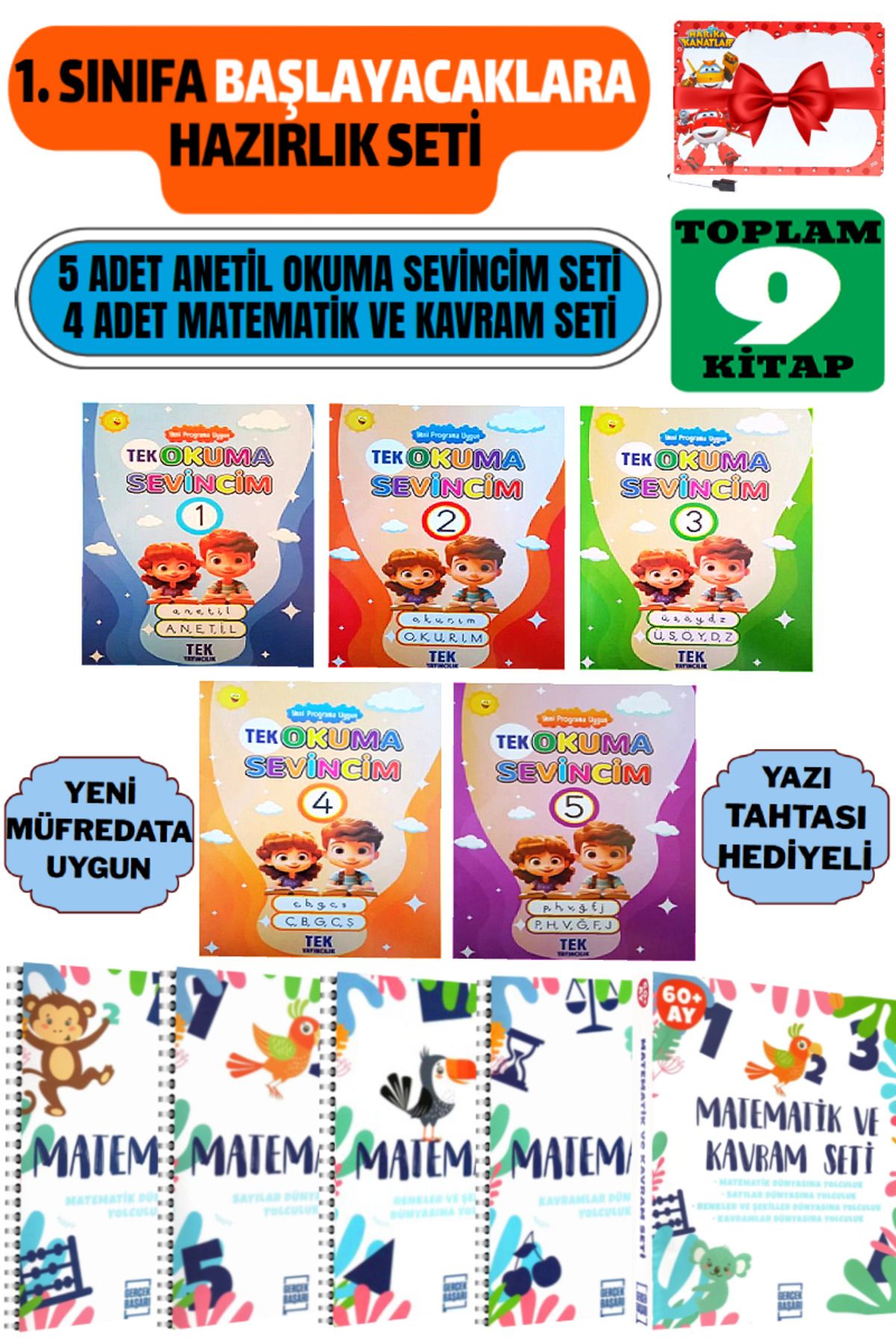 Altınpost Yayınları 1. Sınıfa Başlayacaklara Hazırlık Seti: ANETİL Okuma Sevincim + Matematik ve Kavram Seti|Tam 9 Kitap