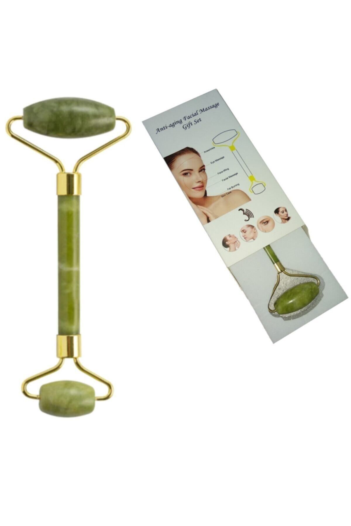 AboutThePerfect Doğal Çift Taraflı Yeşim Taşı Masaj Aleti Roller Kutulu Sağlıklı ve Rahatlatıcı