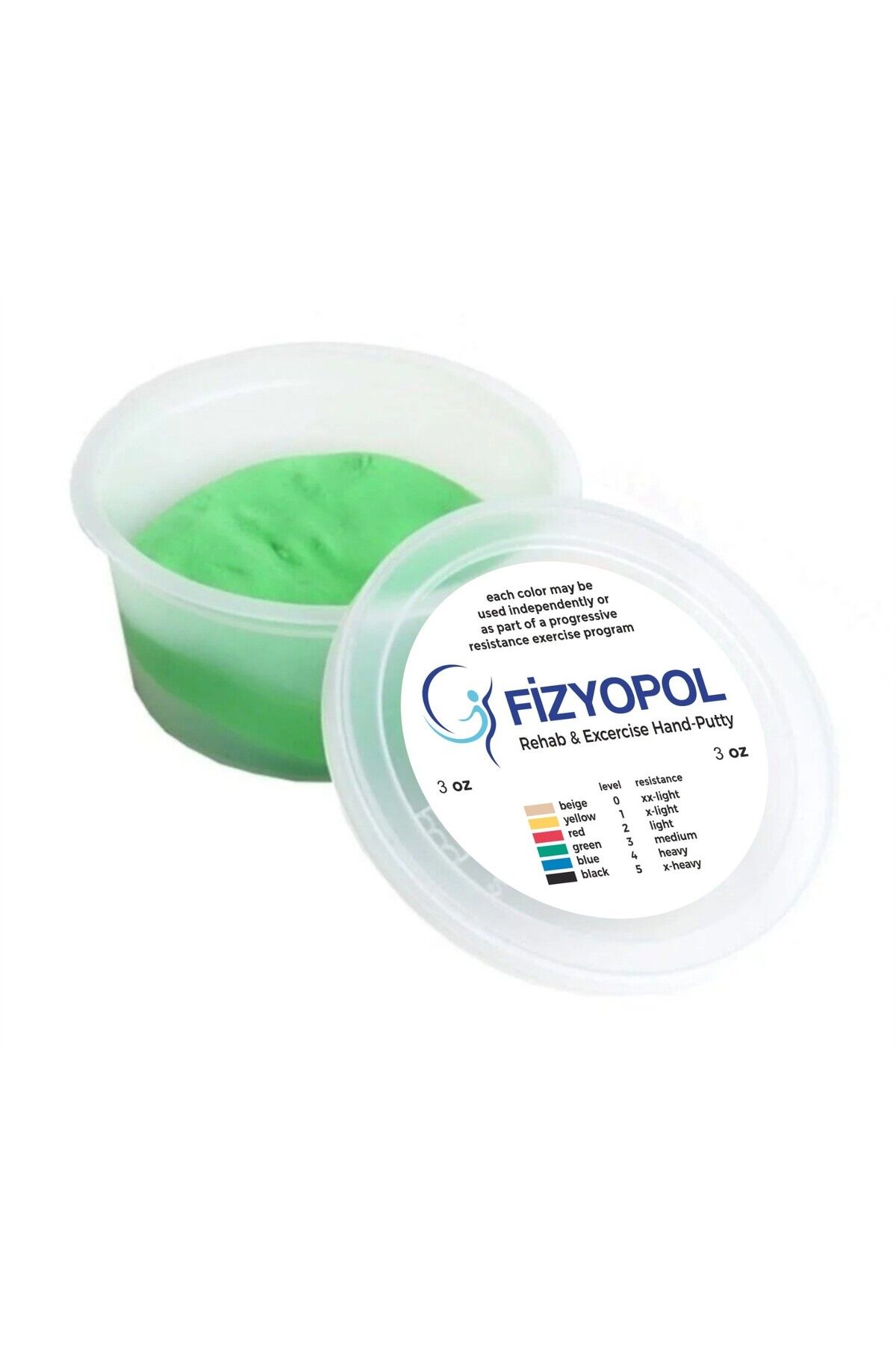 FİZYOPOL Theraflex Putty,Fizik Tedavi El Egzersiz Hamuru, 3 Oz Yeşil Renk 85 Gr, SertDirenç