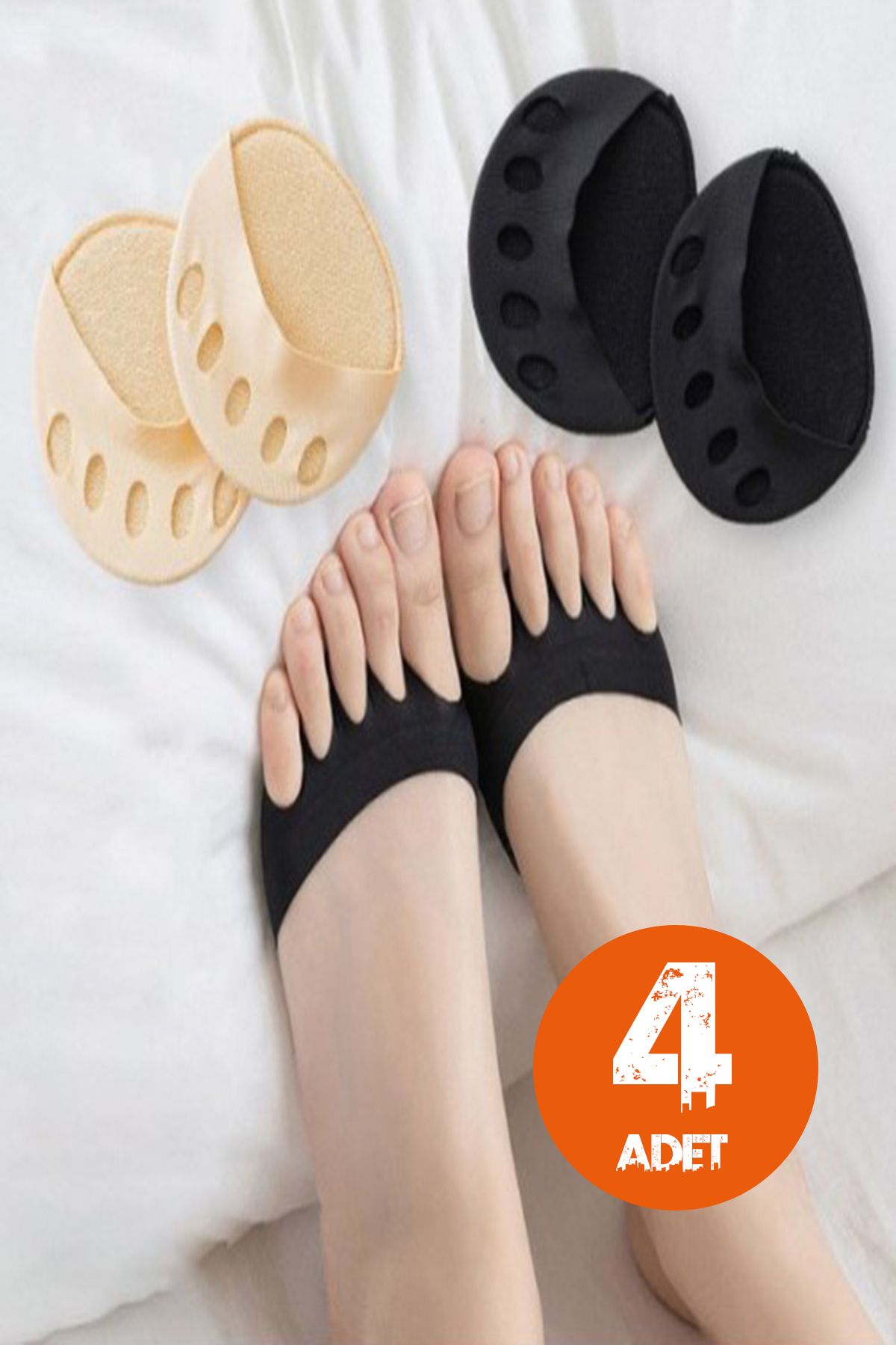 AboutThePerfect Yumuşak pamuklu ayak parmak altı desteği, 4 adet, konfor ve rahatlık sağlar.