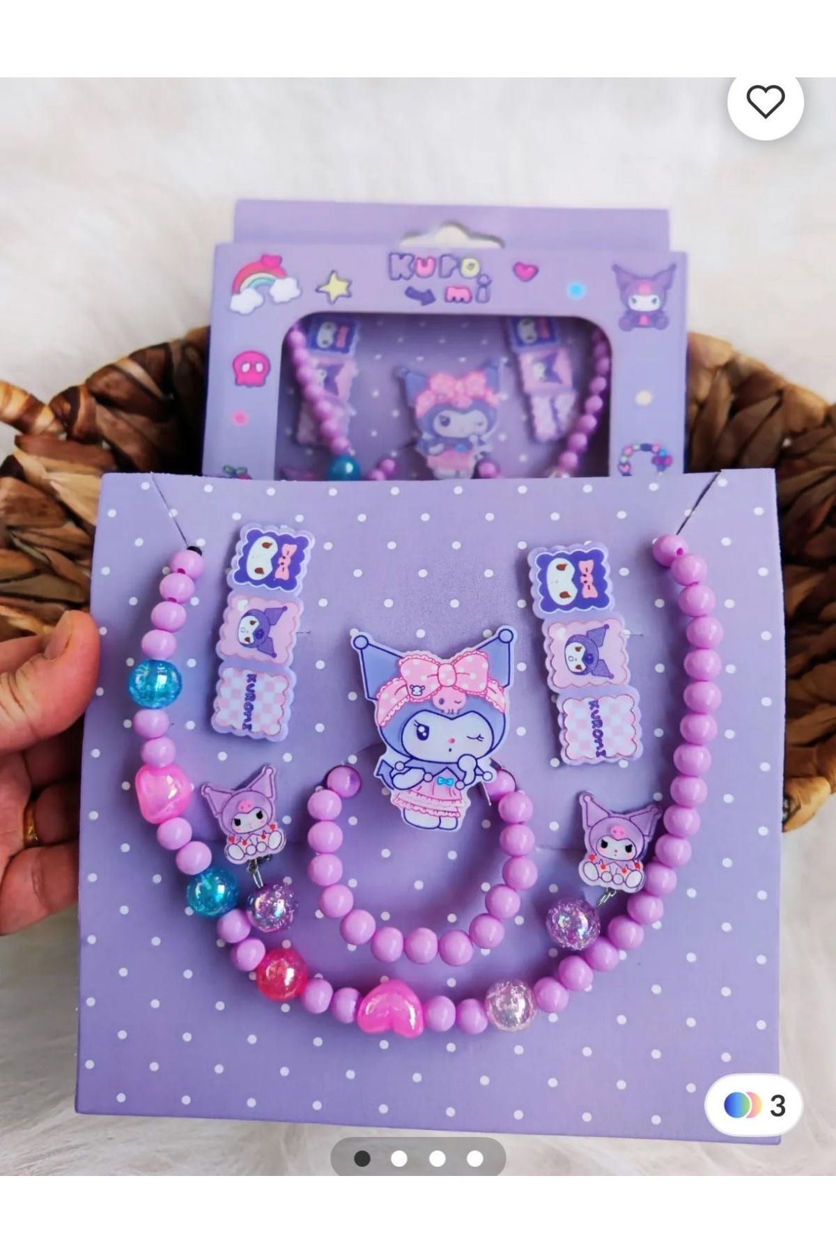 BUCHE Sanrio Kuromi Cinnamoroll Kutulu Küpe ve Toka Seti