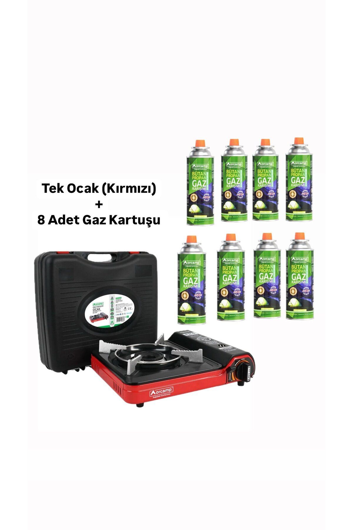 Orcamp Portatif Kamp Ocağı - Gaz Stop Emniyetli - 8 Adet 227 Kartuş