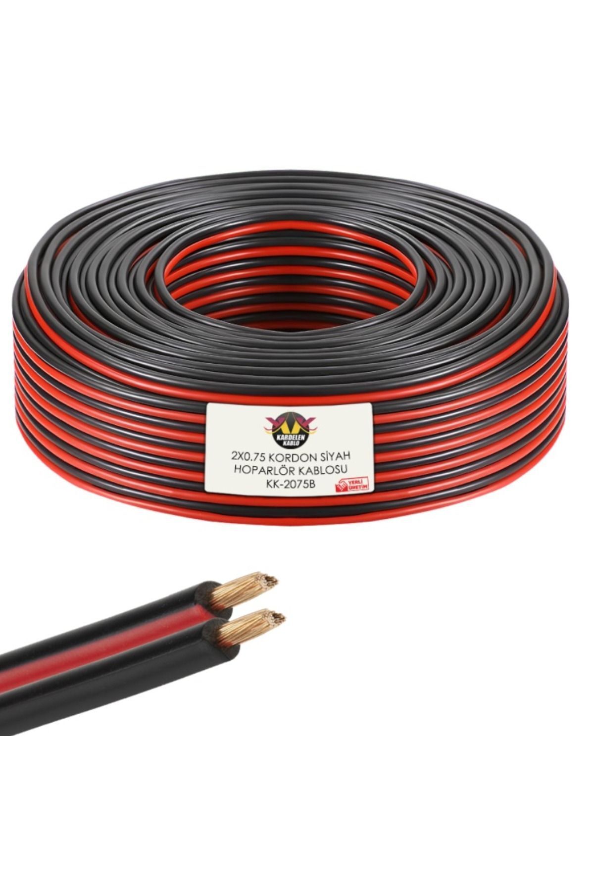 teknotrust KARDELEN KABLO SANÇ TİC LTD ŞTİ Siyah Kordon 2x0.75mm 100 Metre Garantili Yüksek Kalite Cca Kablo H