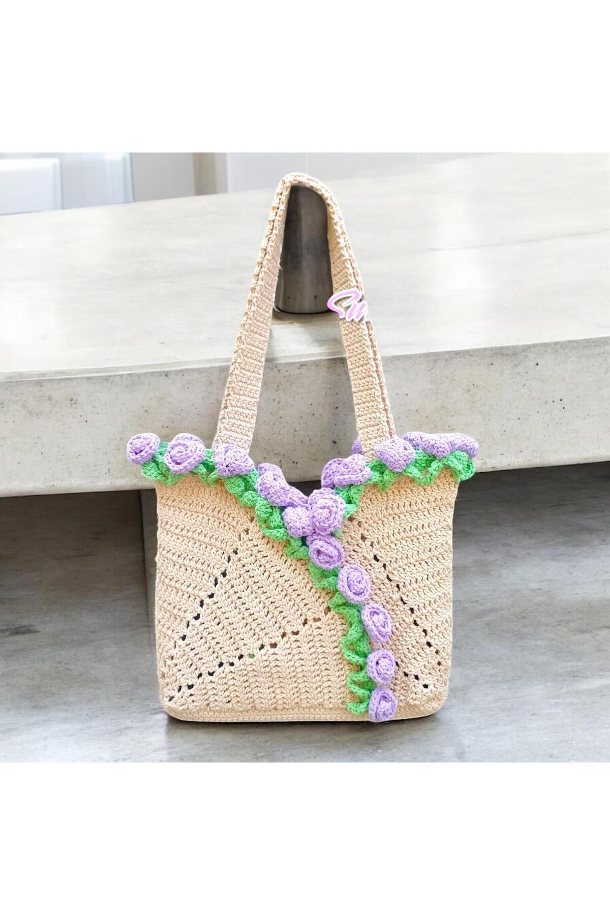 Charme Elegant el örgüsü buket çanta