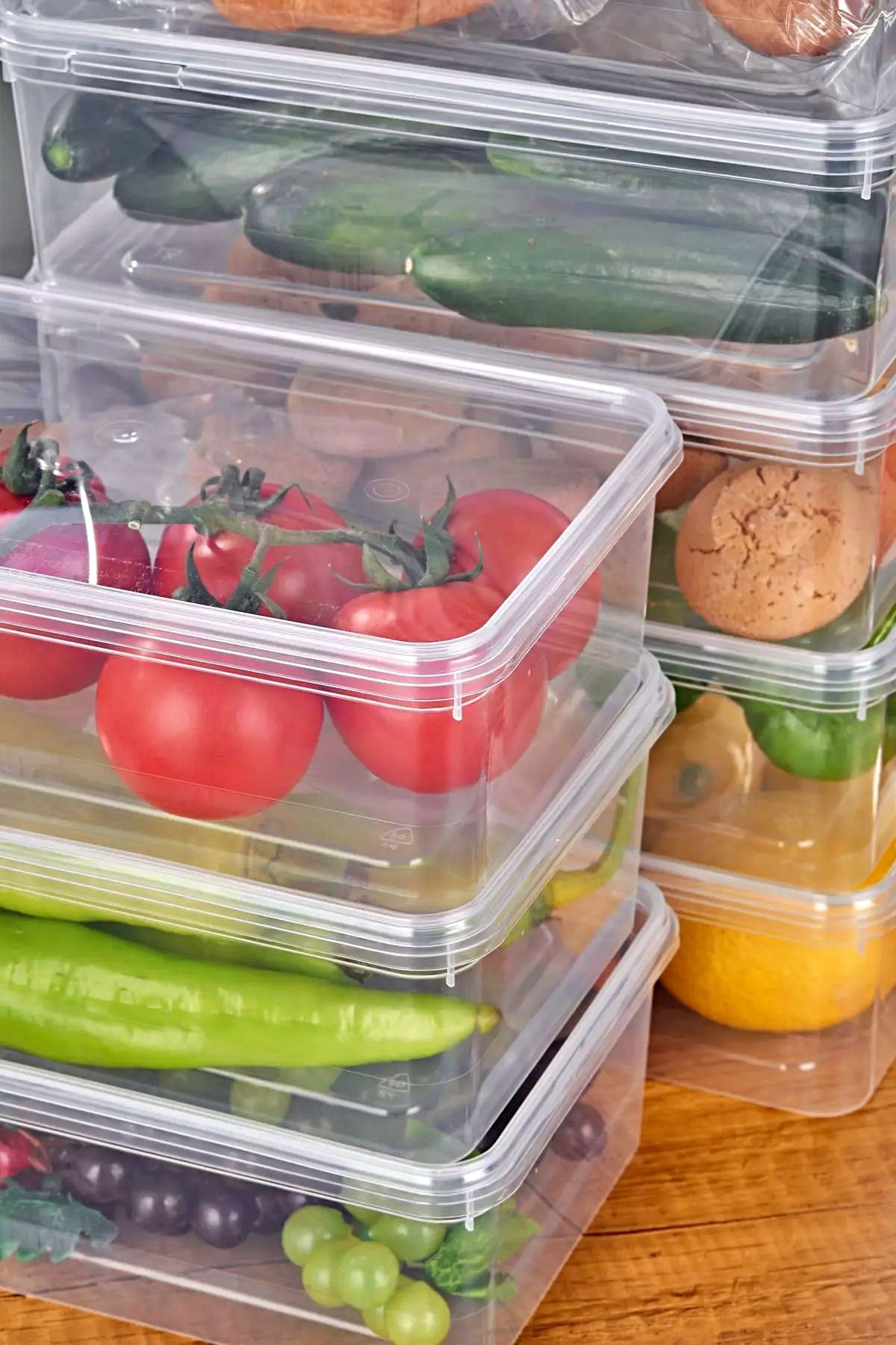 Tilbe Home-10-Piece Refrigerator Organizer Self-Covered Microwave Diffused Suitable 2000ml Rectangular Storage Container 3