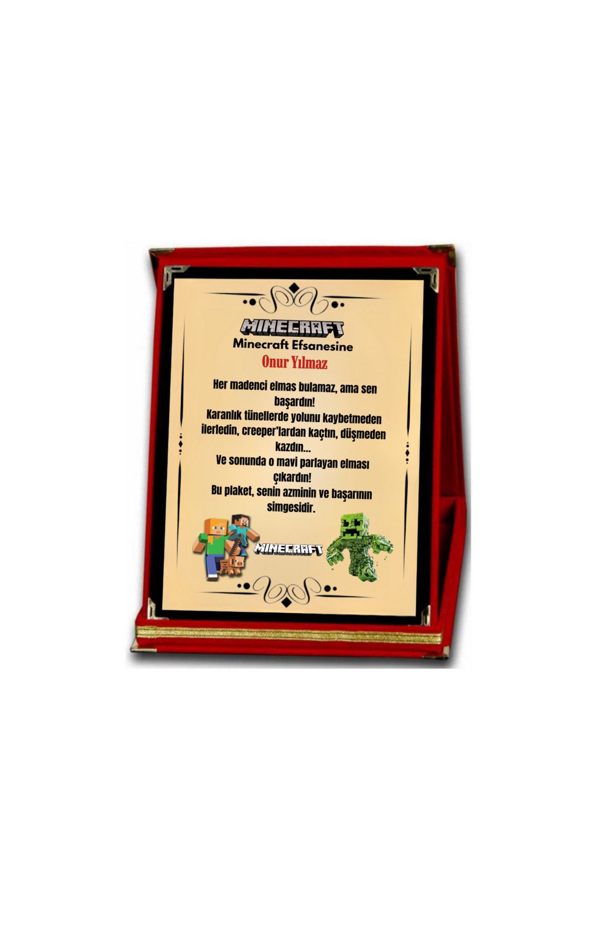 ALPŞAN TİCARET Mınecraft Ödül Plaketi Mınecraft Hediye İsme Özel Plaket