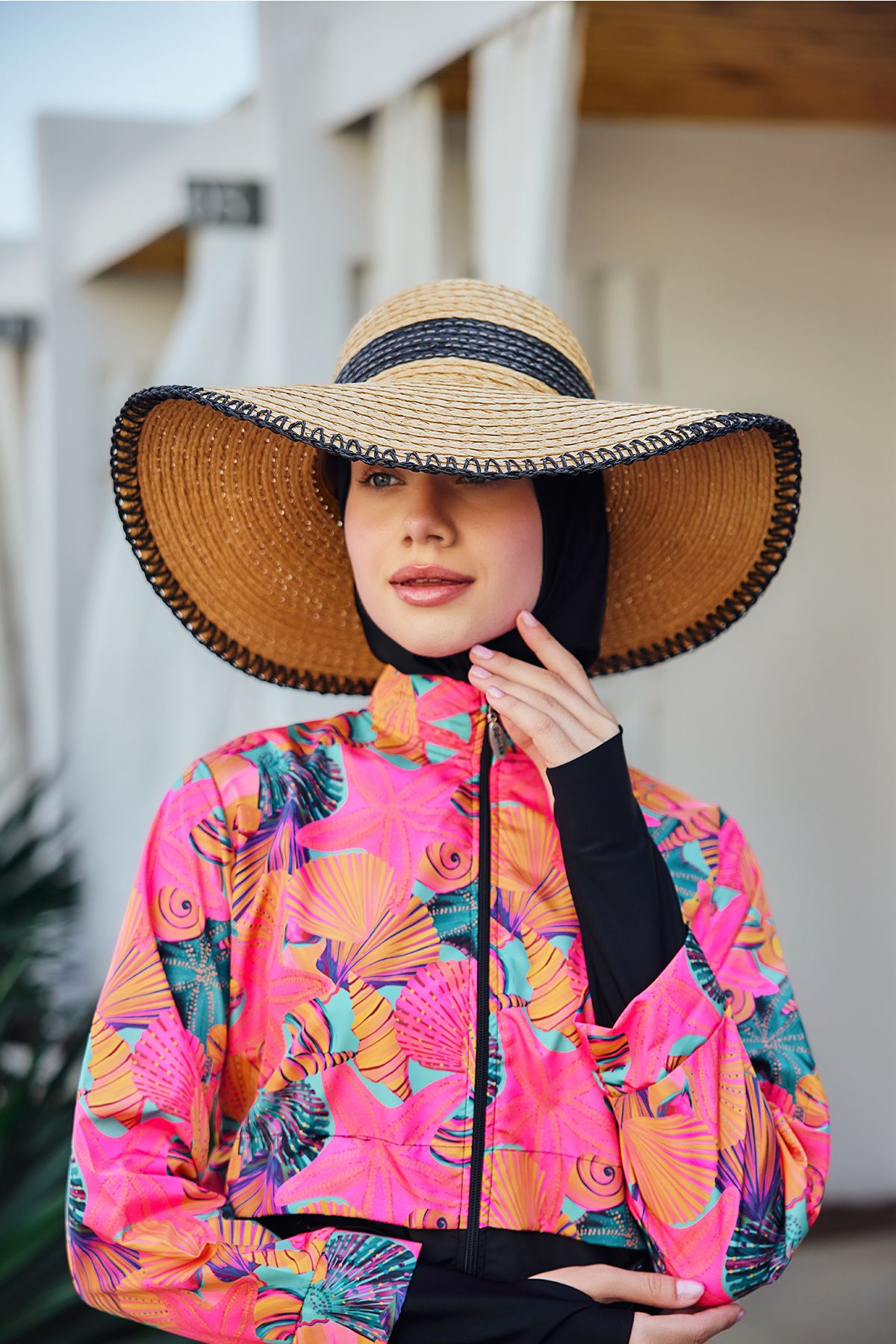 Remsa Mayo-Zigzag Stripe Detailed Straw Beach Hat Rş-2103 Camel03 3