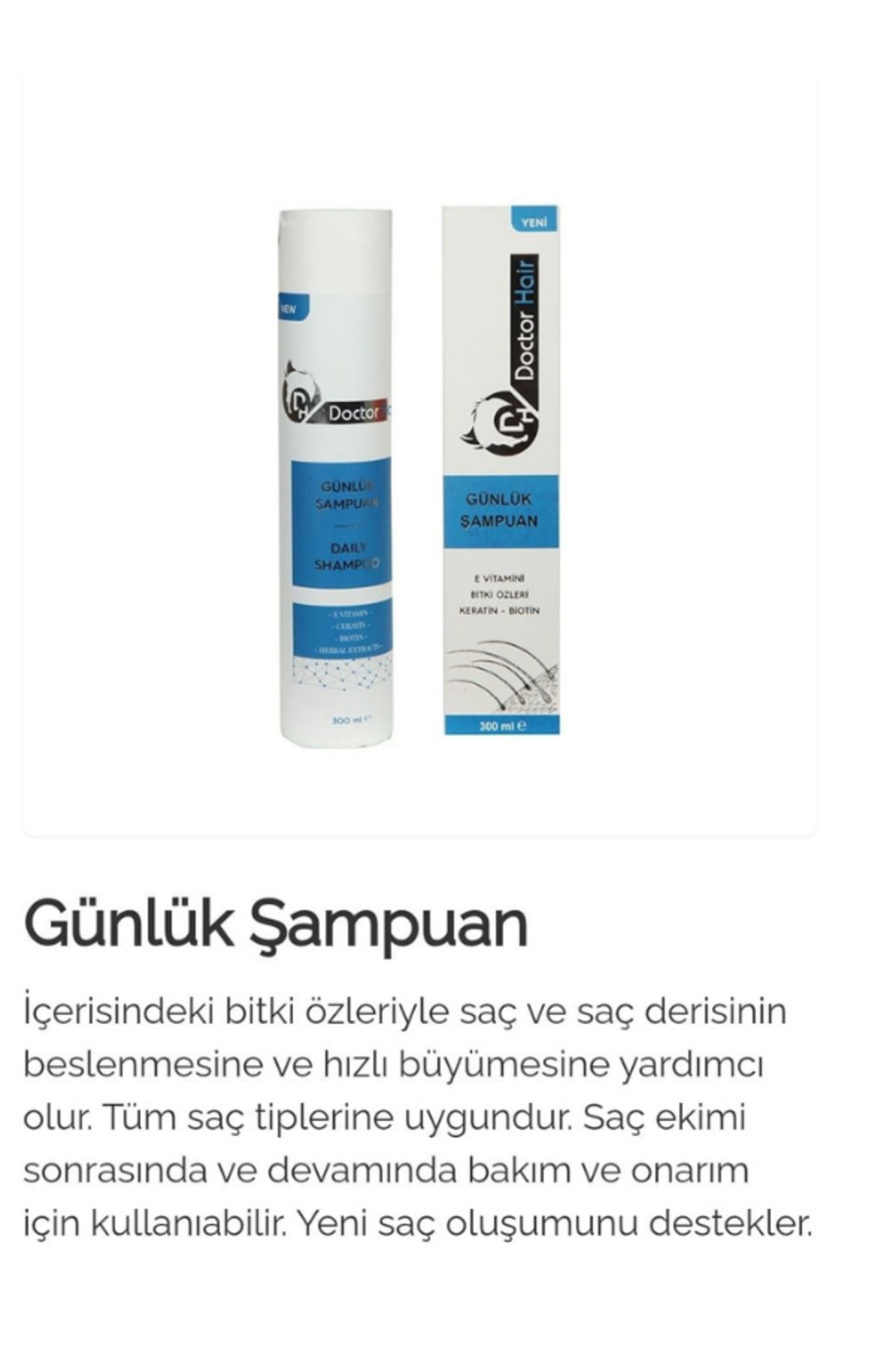 DOCTOR HAİR SAÇ EKİMİ SONRASI & ÖNCESİ SAÇ DÖKÜLMESİNE KARŞI ŞAMPUAN 300ML