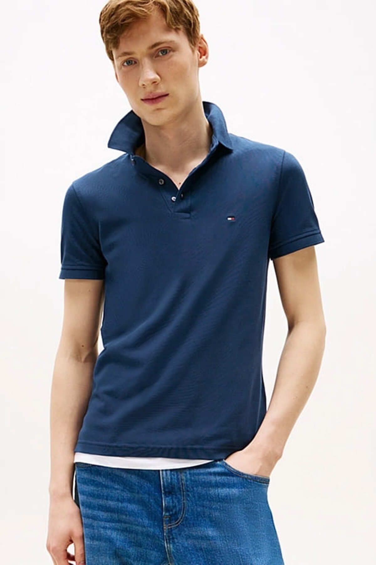 Tommy Hilfiger Erkek 1985 Slim Fit Polo Yaka T-Shirt - Mavi