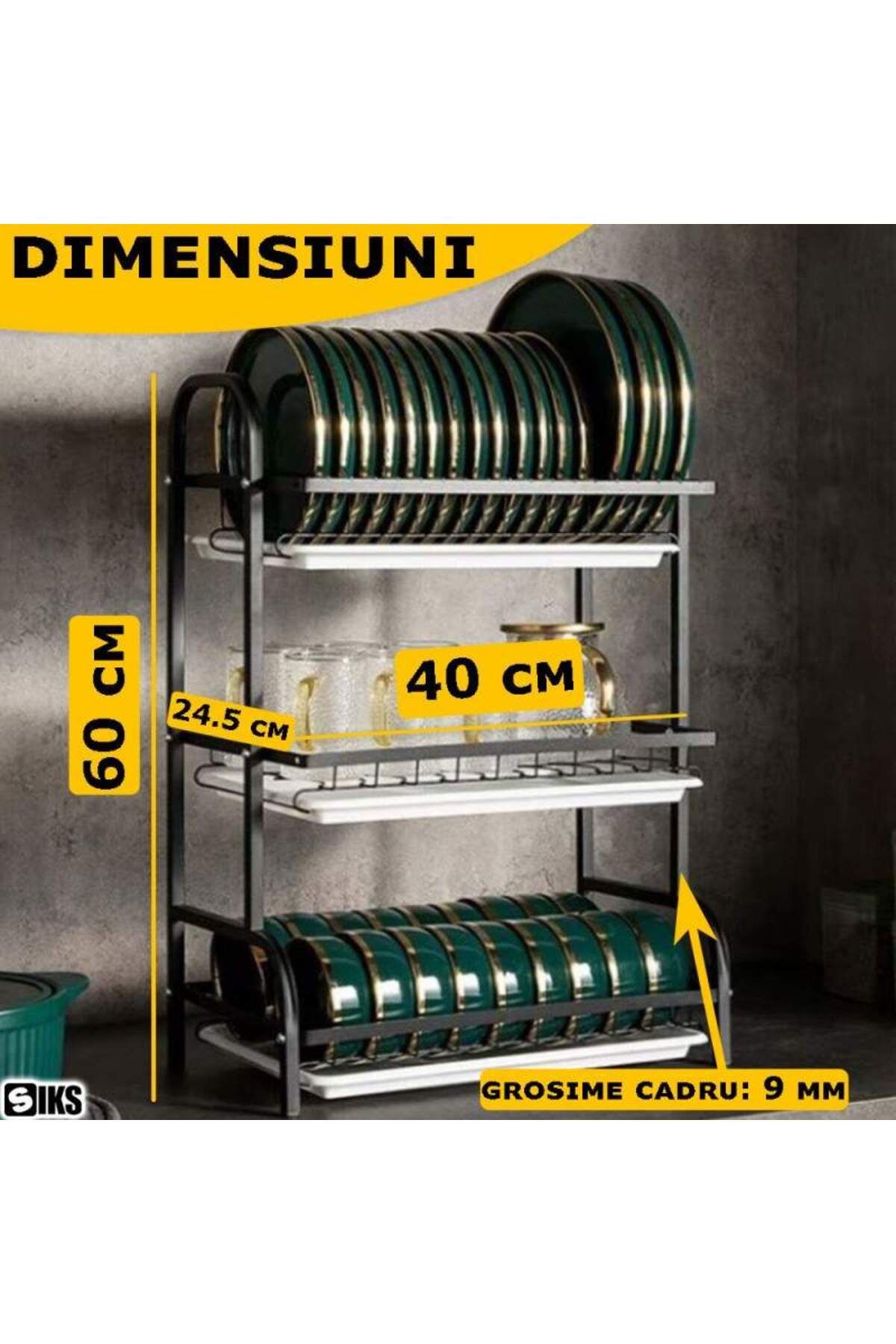 SIKS-Dish Drainer, Multifunctional Dish Drying Rack, Three-layer Stackable Storage Organizer 4