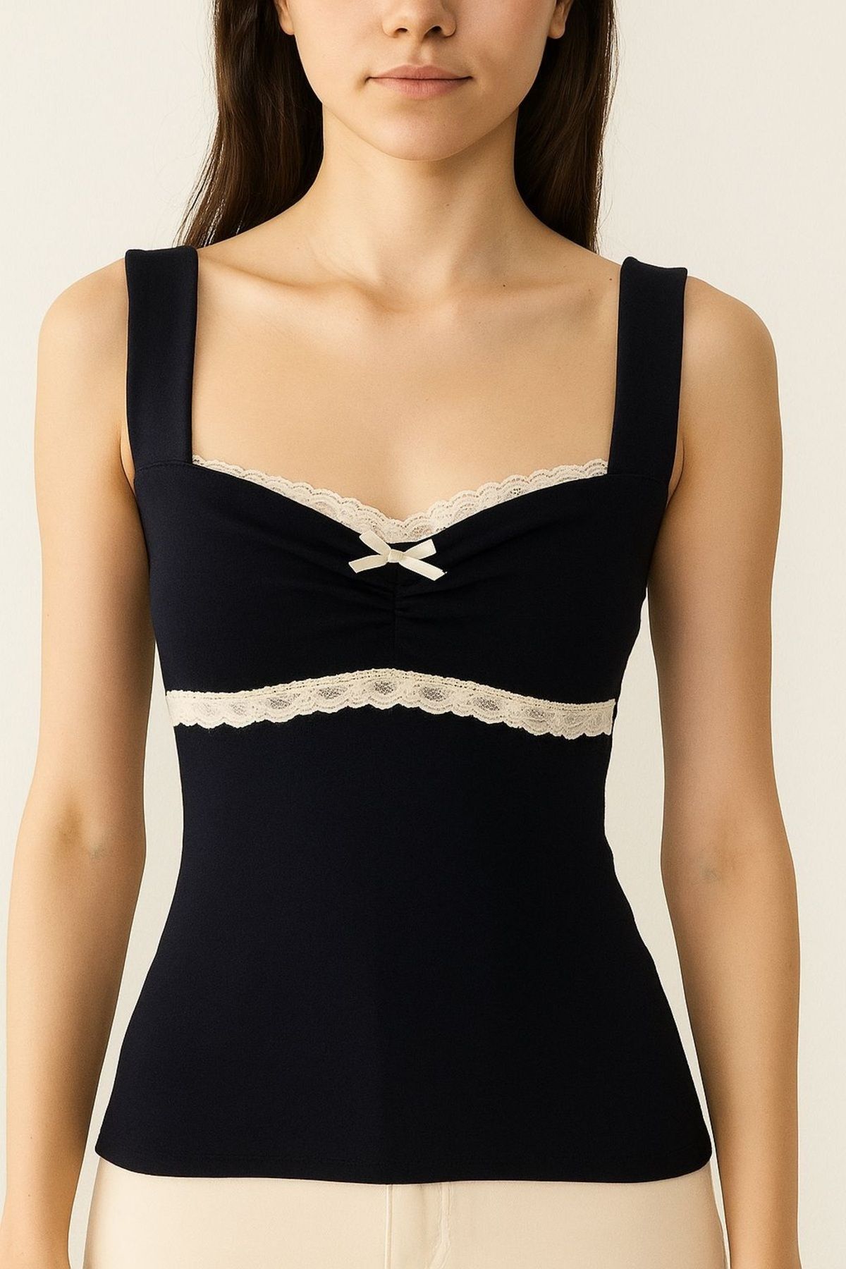 Karakedi Vintage Style Dantel Detaylı Askılı Body