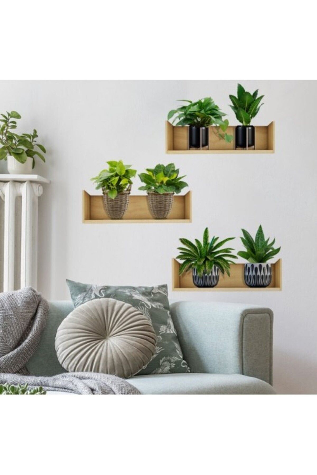 Emperium Raflı Bitki Tasarımlı Yapışkanlı Sticker 20*30 cm 3lü Set