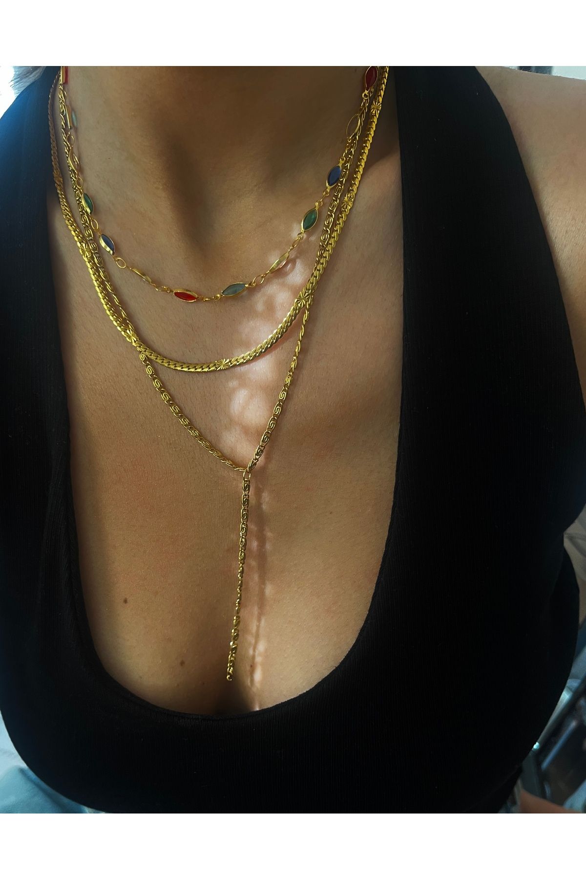 Hoop jewelery çelik zincir y kolye