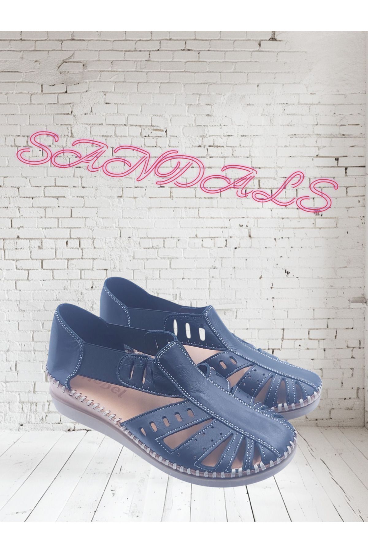 Escarpinshoes KADIN HAKİKİ DERİ KAFESLİ GÜNLÜK SANDALET