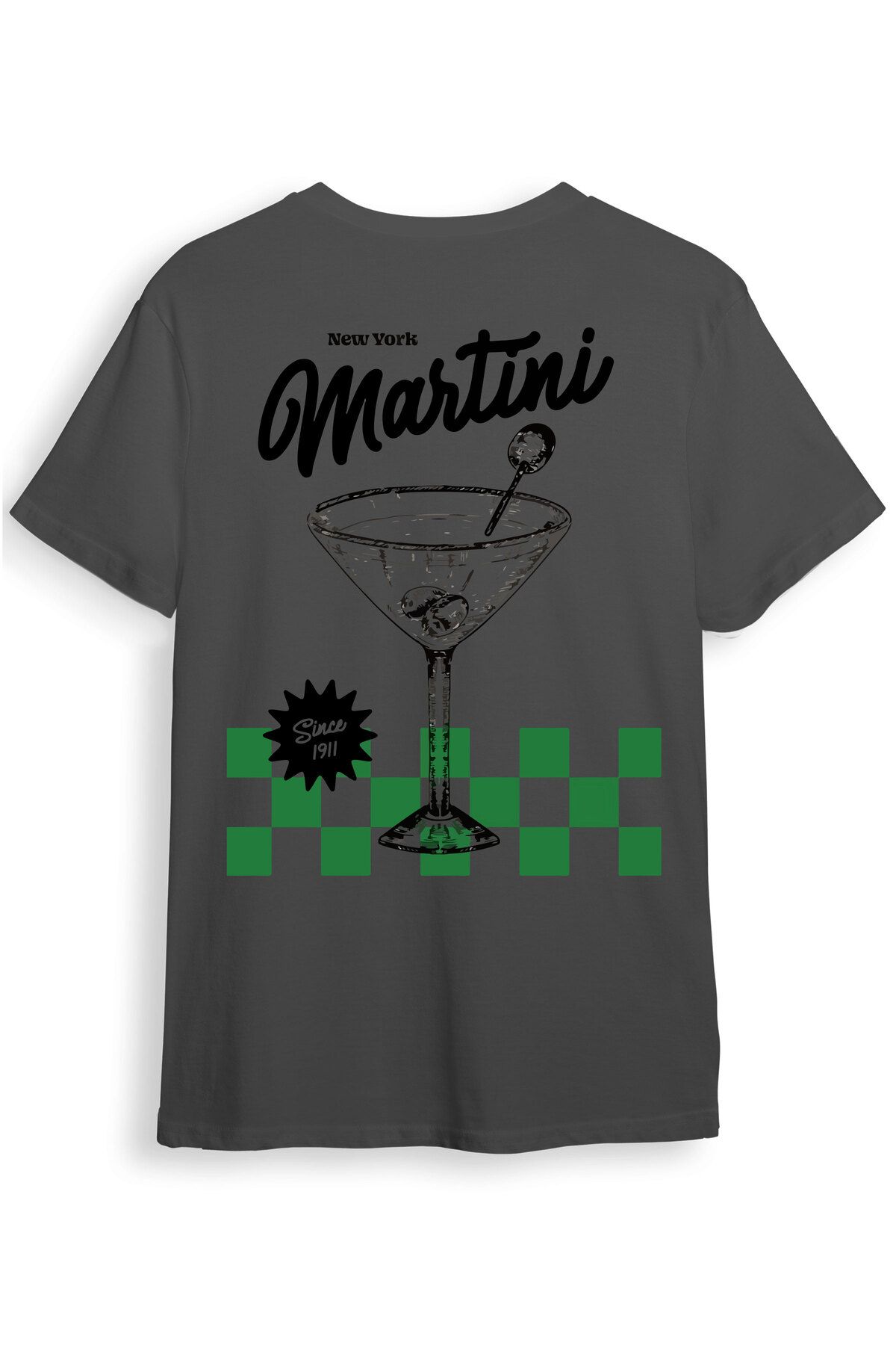 beloved.co Newyork Martini 1971 Kokteyl Bardağı Tasarımlı Dijital Baskılı %100 Pamuk Regular Fit T-Shirt