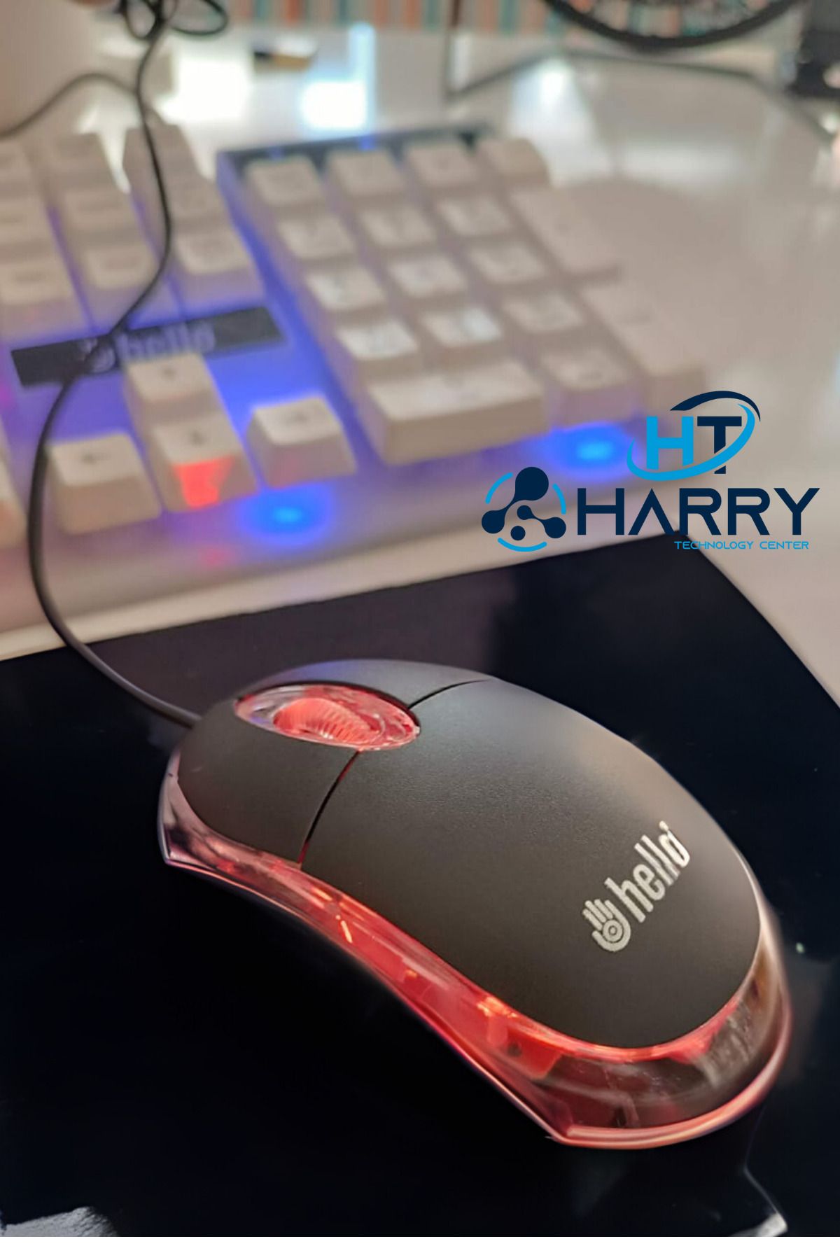 harry Tak Çalıştır 800 Dpı Kırmızı Optik Işıklı Kablolu Mouse 1.1 Metre Kablolu 3 Buton Tuşlu Mouse