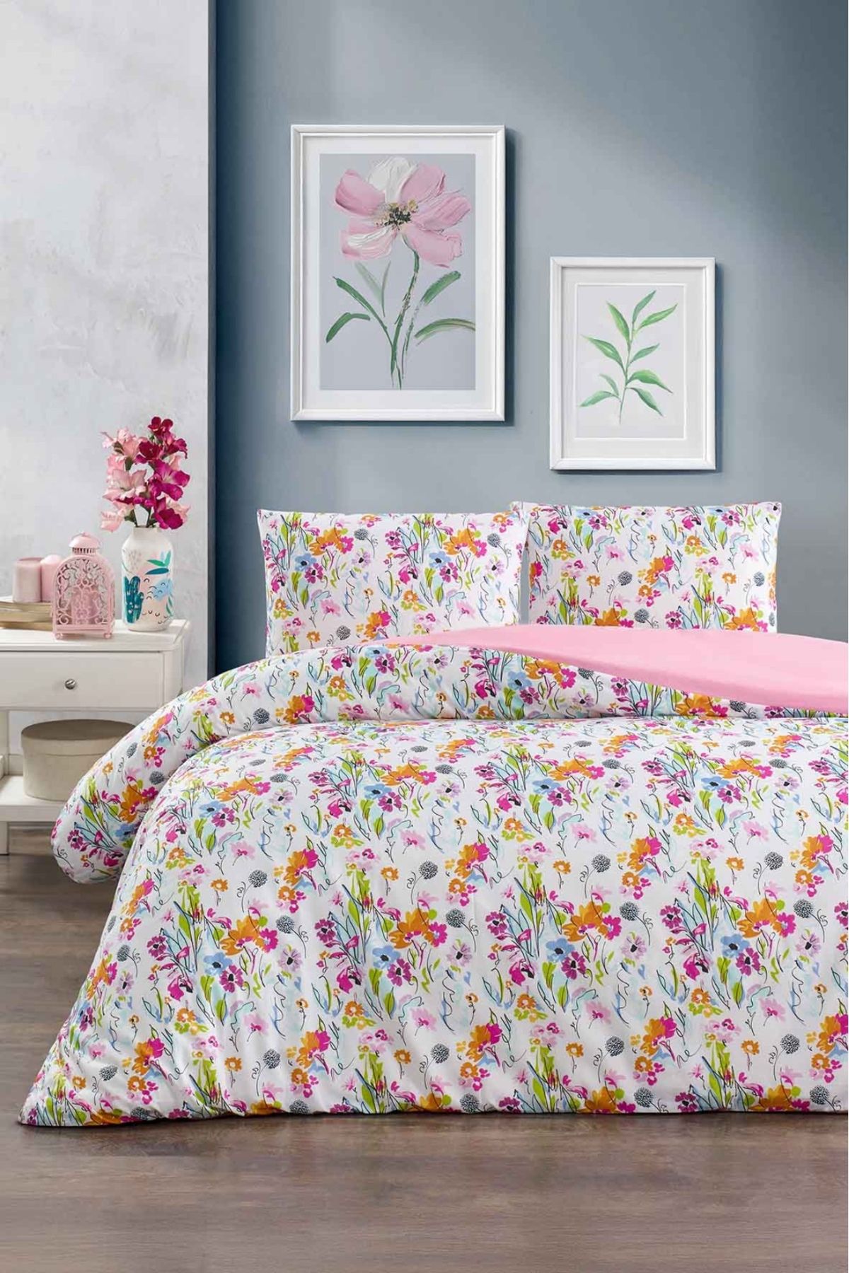 SERENART HOME Tek Kişilik Nevresim Takımı | Lastikli Çarşaflı | Bahar Serisi | Çiçekli Canlı Tasarım
