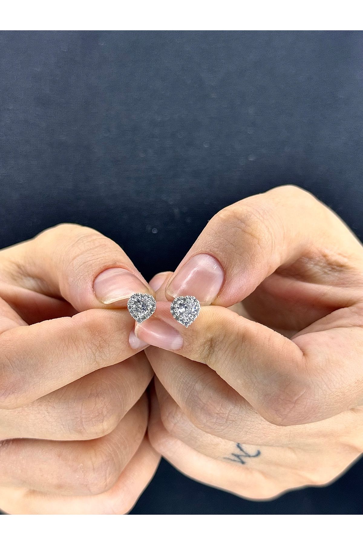 Azra Silver&Aksesuar 925 Ayar Zirkon Taşlı kalpli Model Küpe