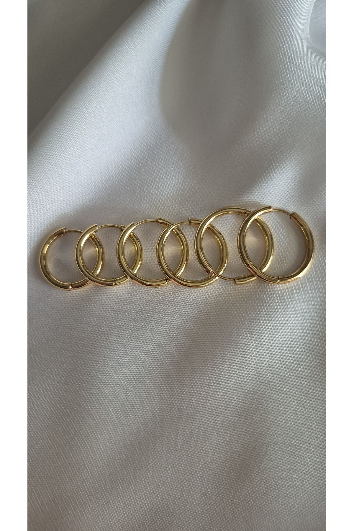 MİLUNXTE Gold Renk 3'lü Set Halka Küpe – 316L Paslanmaz Çelik-Üçlü Set Çelik Halka Küpe-Çelik Küpe