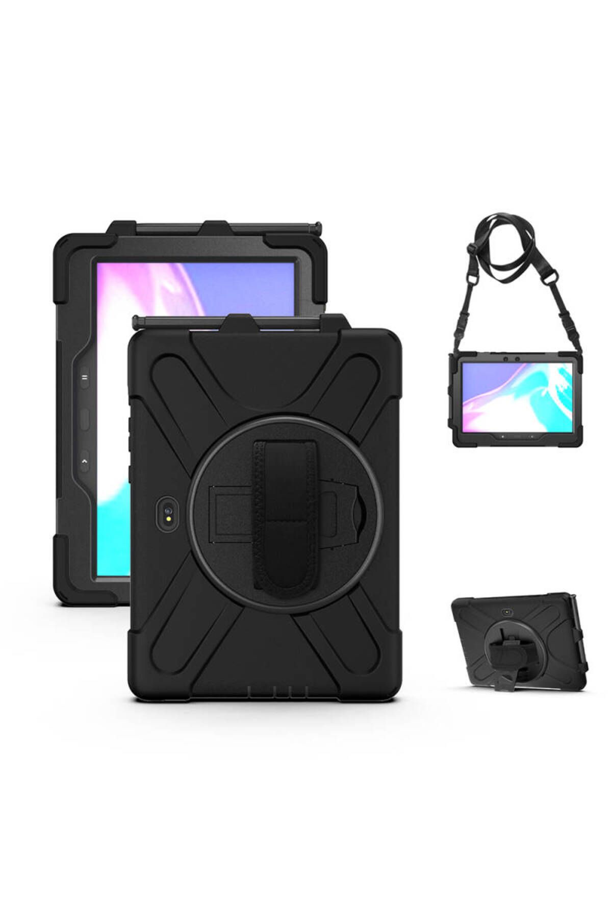 GRABONO Galaxy Tab Active Pro 10.1 T540 TABLET KILIFI OMUZ ASKILI DEFENDER ZIRH TANK SERİSİ