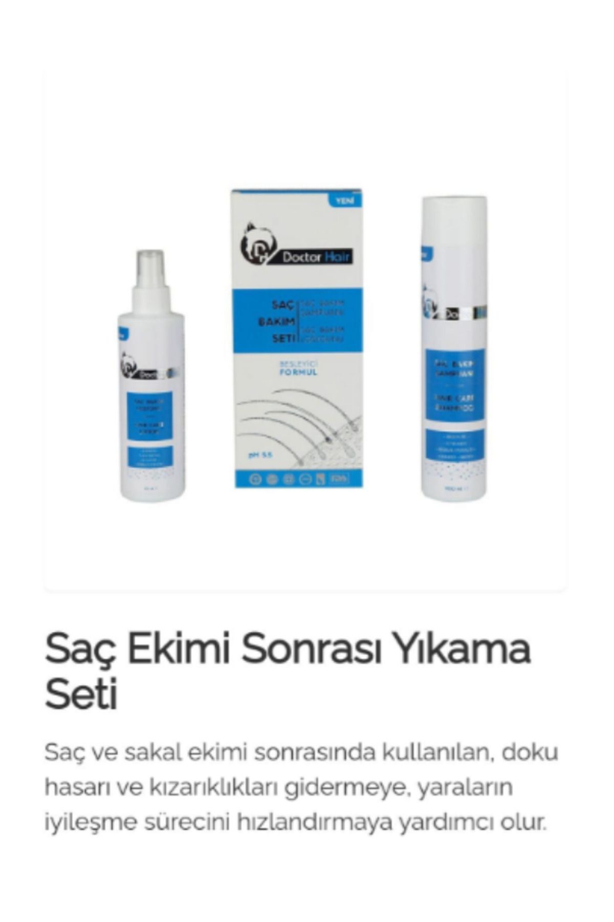 DOCTOR HAİR SAÇ EKİMİ ÖNCESİ SONRASI ŞAMPUAN VE SAÇ BAKIM LOSYONU