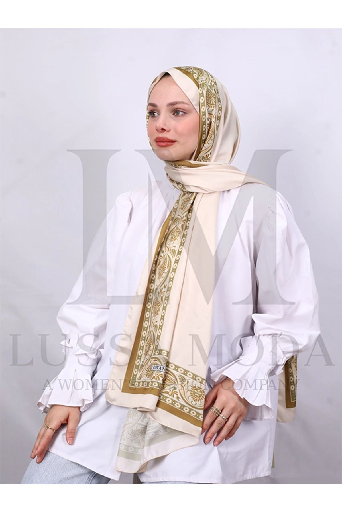 LUSSAMODA VUAL İPEK ŞAL KÖŞE ETNİK DESENLİ