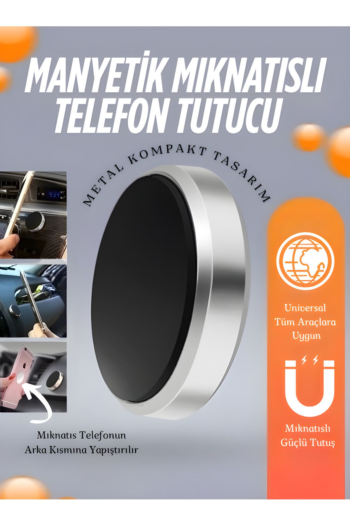 nextbuy Universal Manyetik Mıknatıslı Mini Telefon Tutucu Ev-Ofis Araç İçi Torpido Yapışkanlı Tutucu