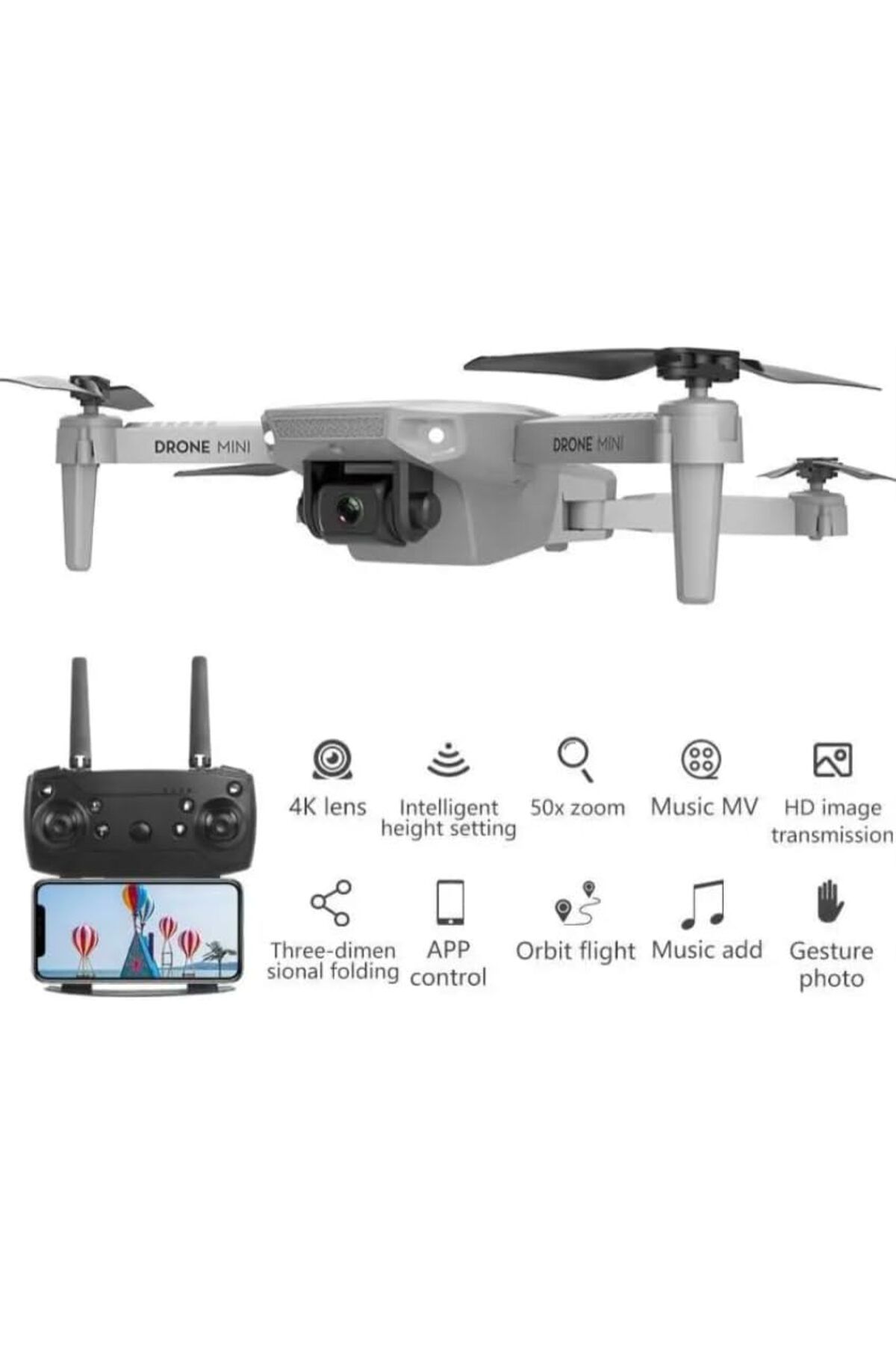 Generic-E88 Pro Drone With Dual Camera 4K UHD For Adults FPV Foldable Remote Control Drone 3D Flips Al 5