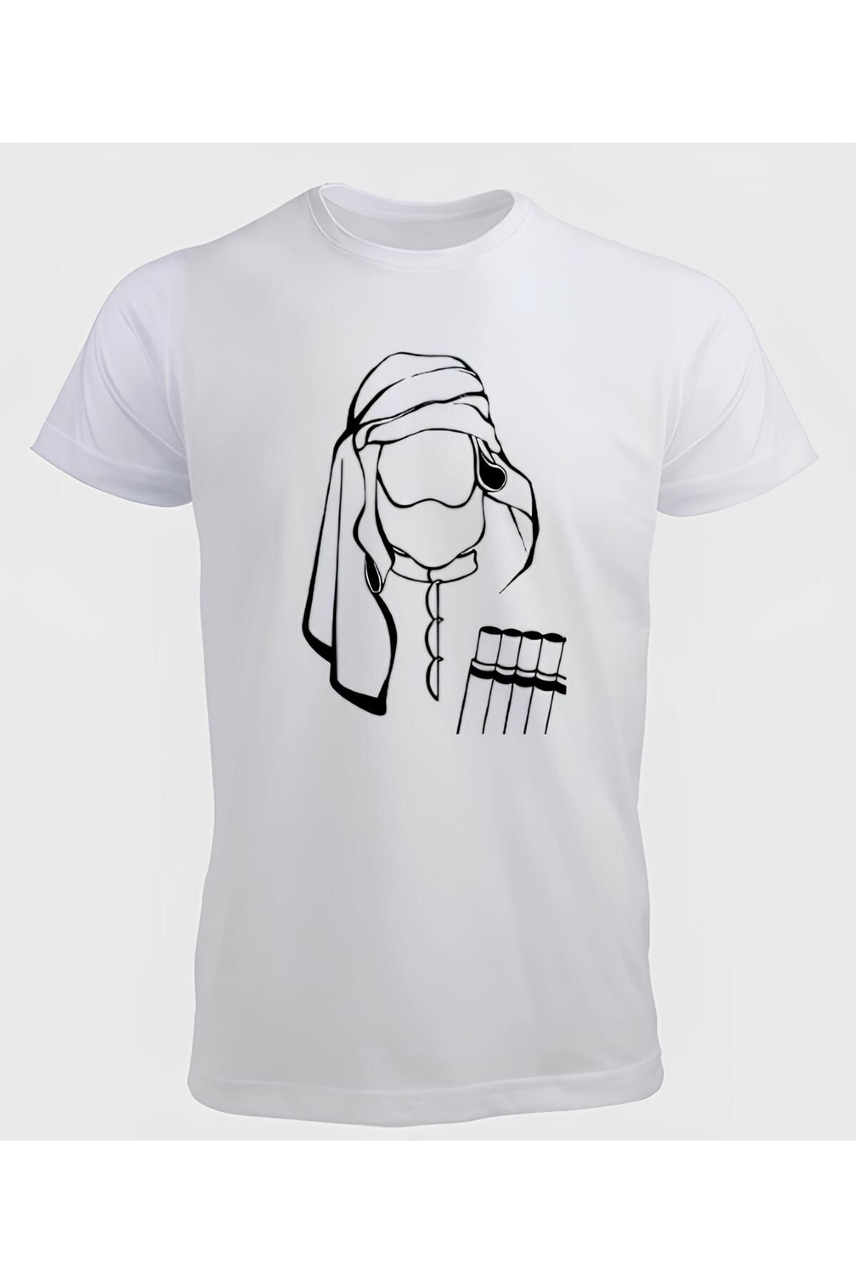 DZİWAWA Şarhonlu Çerkes Baskılı Adige Erkek T shirt