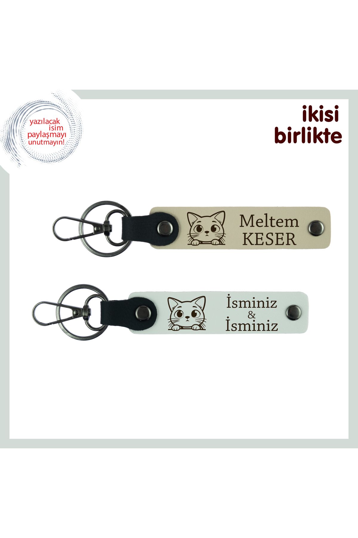 Miaju Ev Kurarken Sahiplendiğiniz Minik Dosta Hatıra, Kişisel Anahtarlık Takımı, Sütlü Kahve-Beyaz