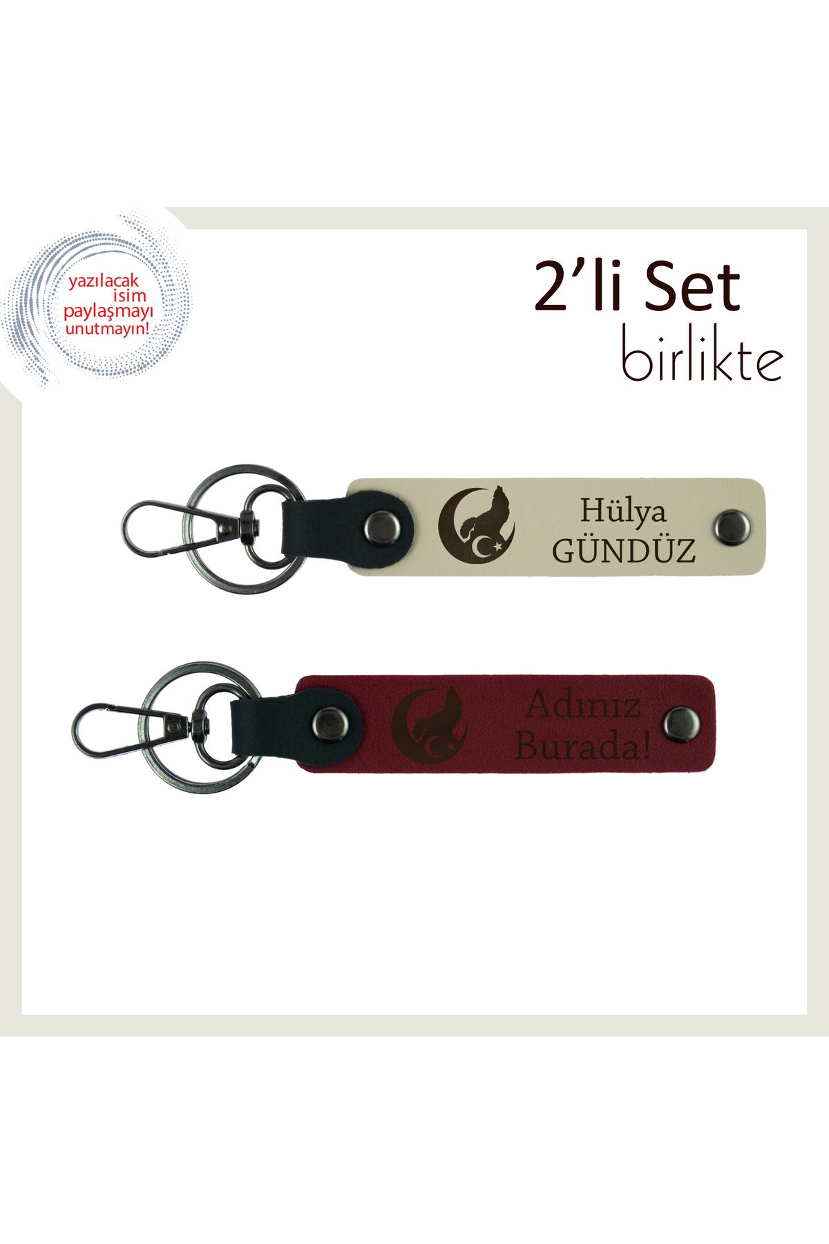 Miaju Romantik Ruhlu Sevgiliye Vatan Temalı Sürpriz Bozkurt Ve Ayyıldız, Anahtarlık, S Kahve-Bordo