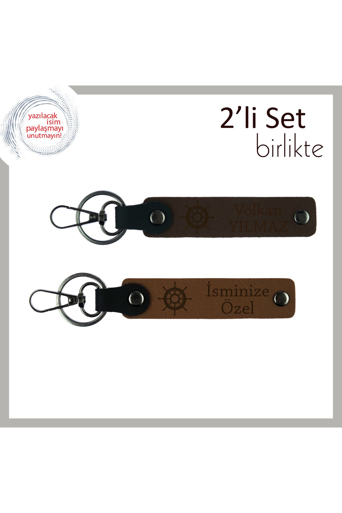 Miaju Karar Verme Gücünü Temsil Eden Gemi Motifi, Kişisel Anahtarlık Seti, Koyu Kahve-Açık Kahve
