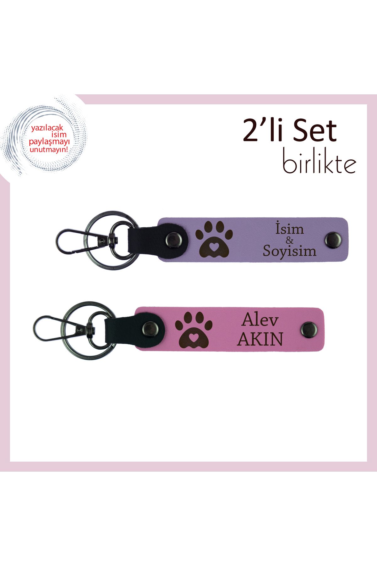 Miaju Veteriner Asistanına Sürpriz Yapmak İçin Uygun Hediye, Kalpli Pati Desenli Set, Mor Menekşe-Pembe