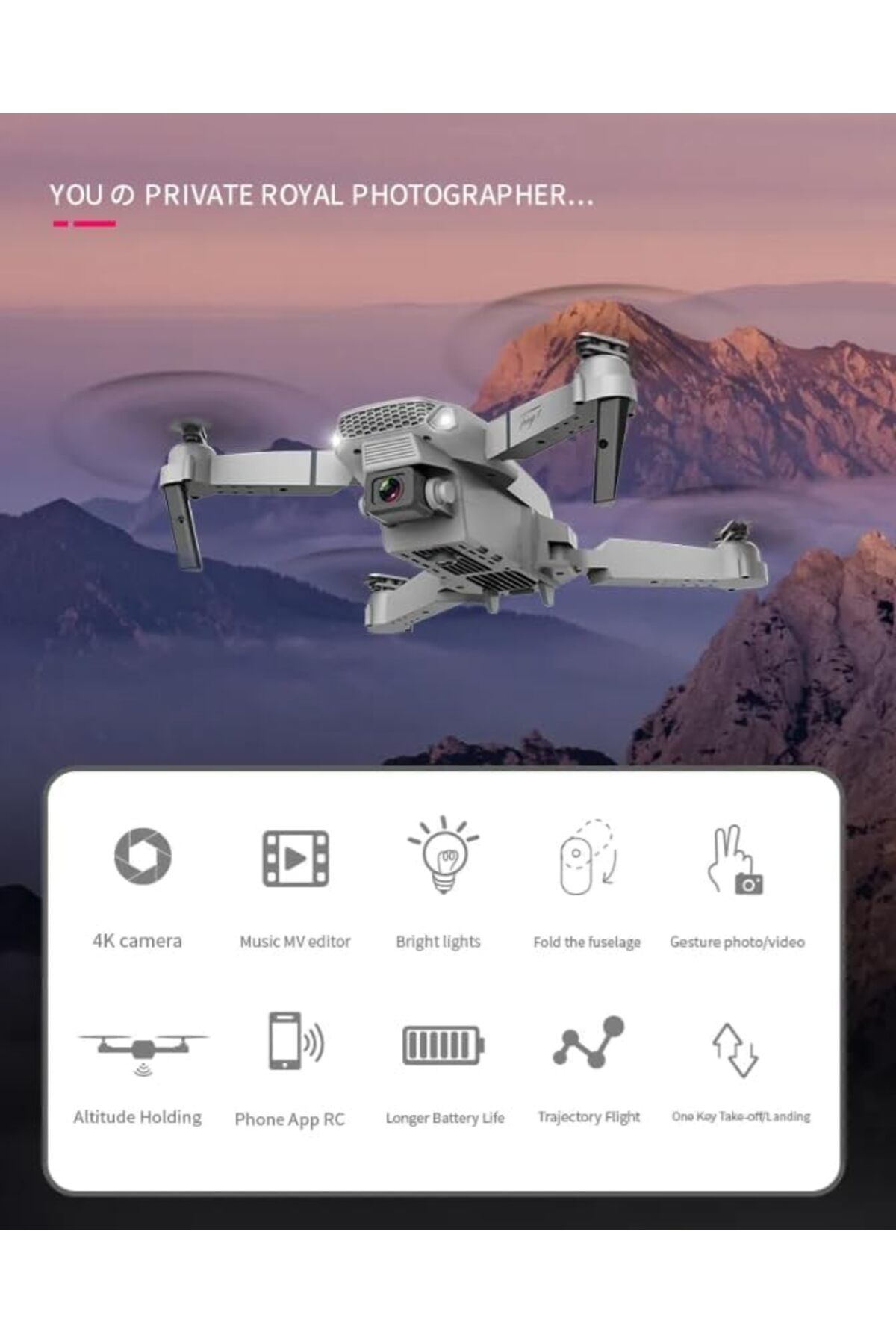 Generic-E88 Pro Drone With Dual Camera 4K UHD For Adults FPV Foldable Remote Control Drone 3D Flips Al 3