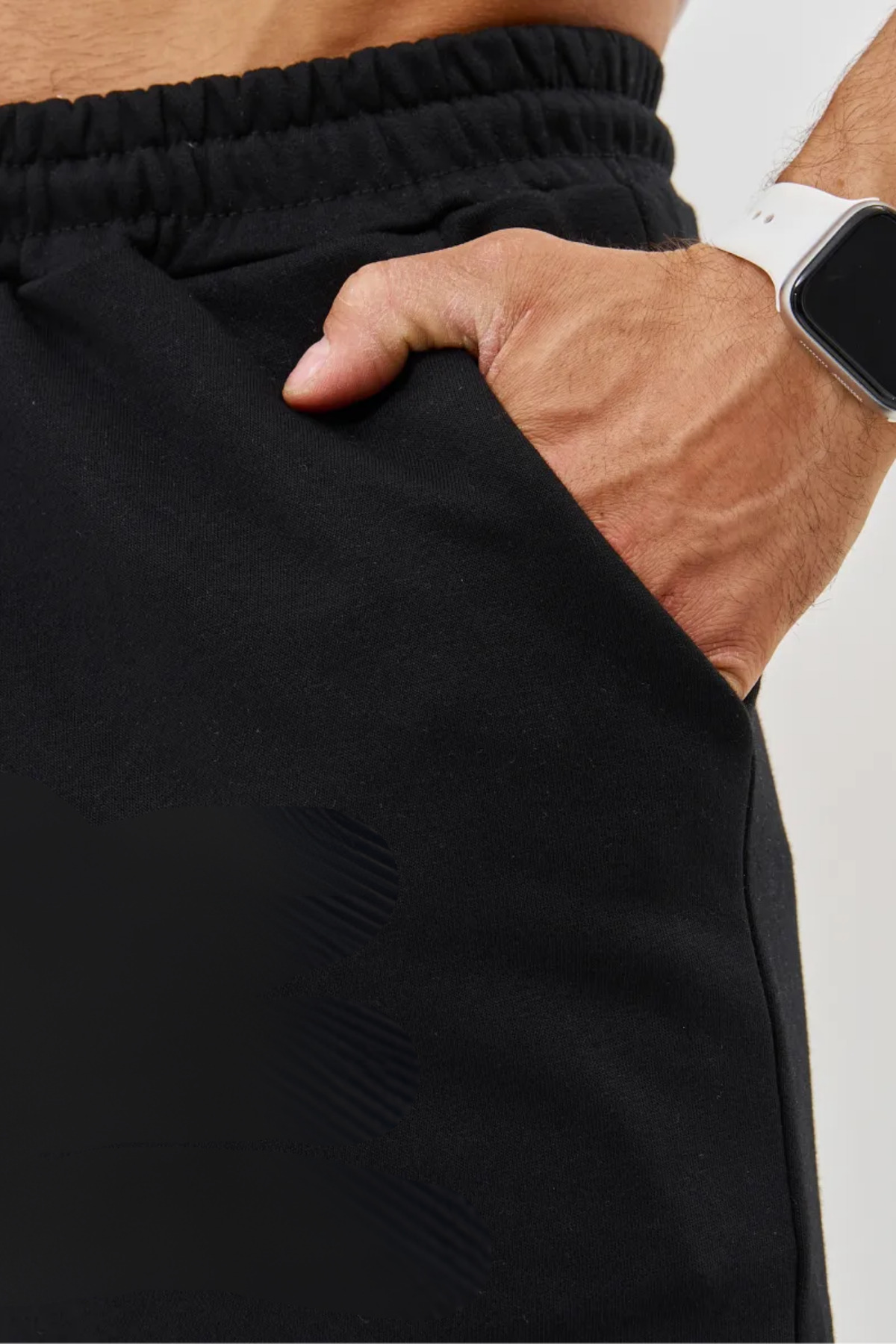 vladivosto  Yazlık Düz Renk Ekstra Bol Siyah Gri Battal Kalıp Büyük BedenOversize Baggy Diz Altı Bermuda Şort - Görsel 4