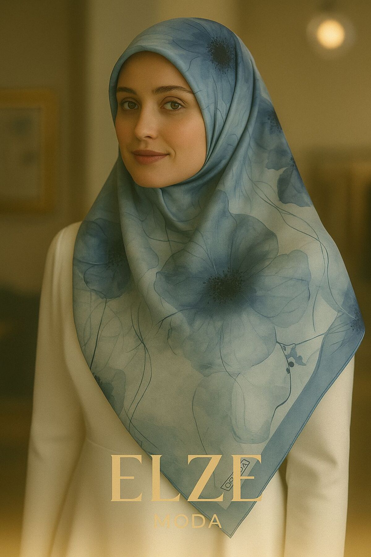 ELZE MODA GELİNCİK DESENLİ PAMUK VUAL ŞAL