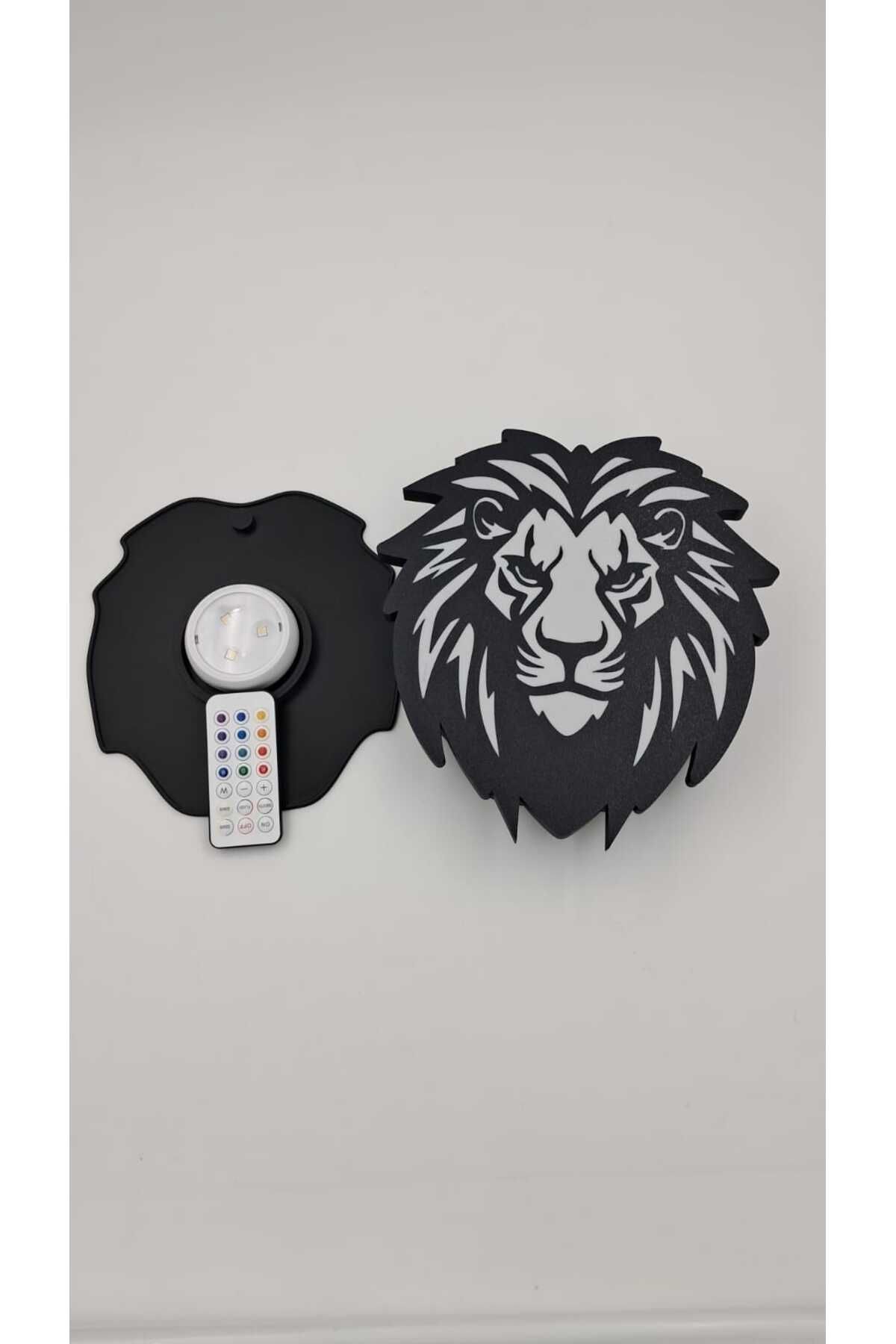 Home Kumandalı ve Pilli Dekoratif Aydınlatma - Aslan Figürlü RGB Işıklı Duvar Lambası