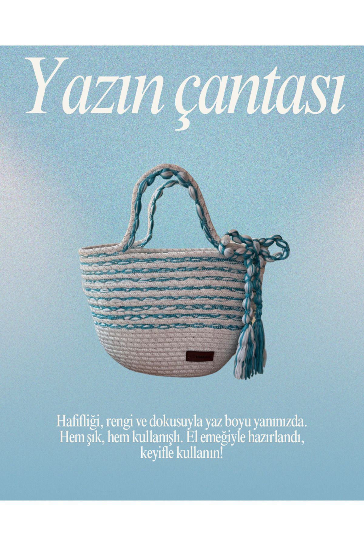 Halora El Yapımı Mavi Yazlık Omuz & Plaj Çantası