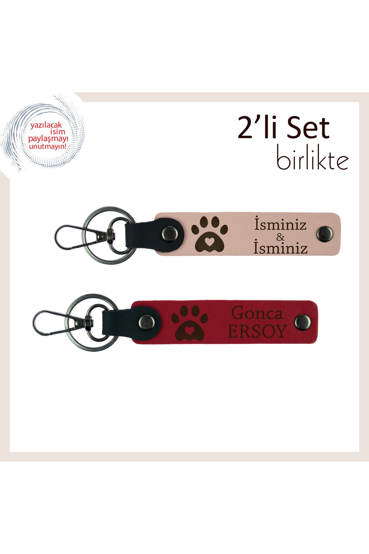 Miaju Yeni Sahiplendiğiniz Patiliye Hoş Geldin Armağanı, Kalpli Pati Desenli Deri Set, Yavru Ağzı-Kırmızı