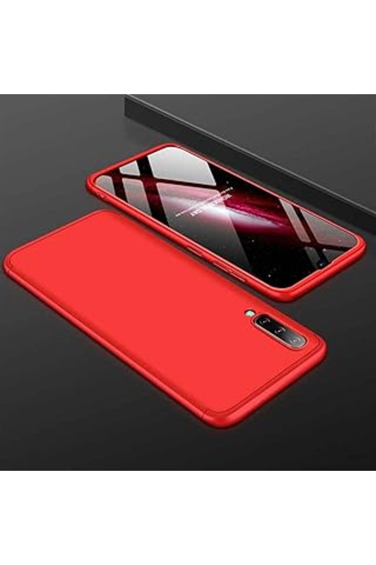 Karachil Zore Samsung Galaxy M30 Ile Uyumlu Kılıf Double Dip Ays 3In1 Sert Rubber Kapak Kırmızı