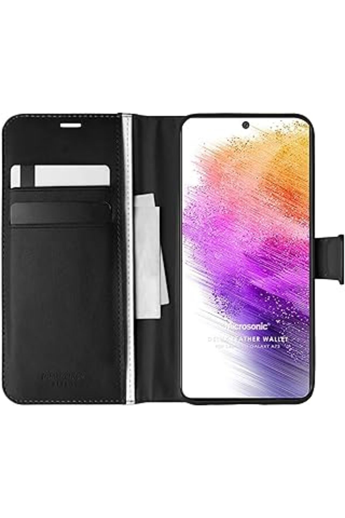 Karachil Microsonic Samsung Galaxy A73 5G Için Kılıf Delux Leather Wallet Siyah [Galaxy A73 5G Ile Uyumlu Kı