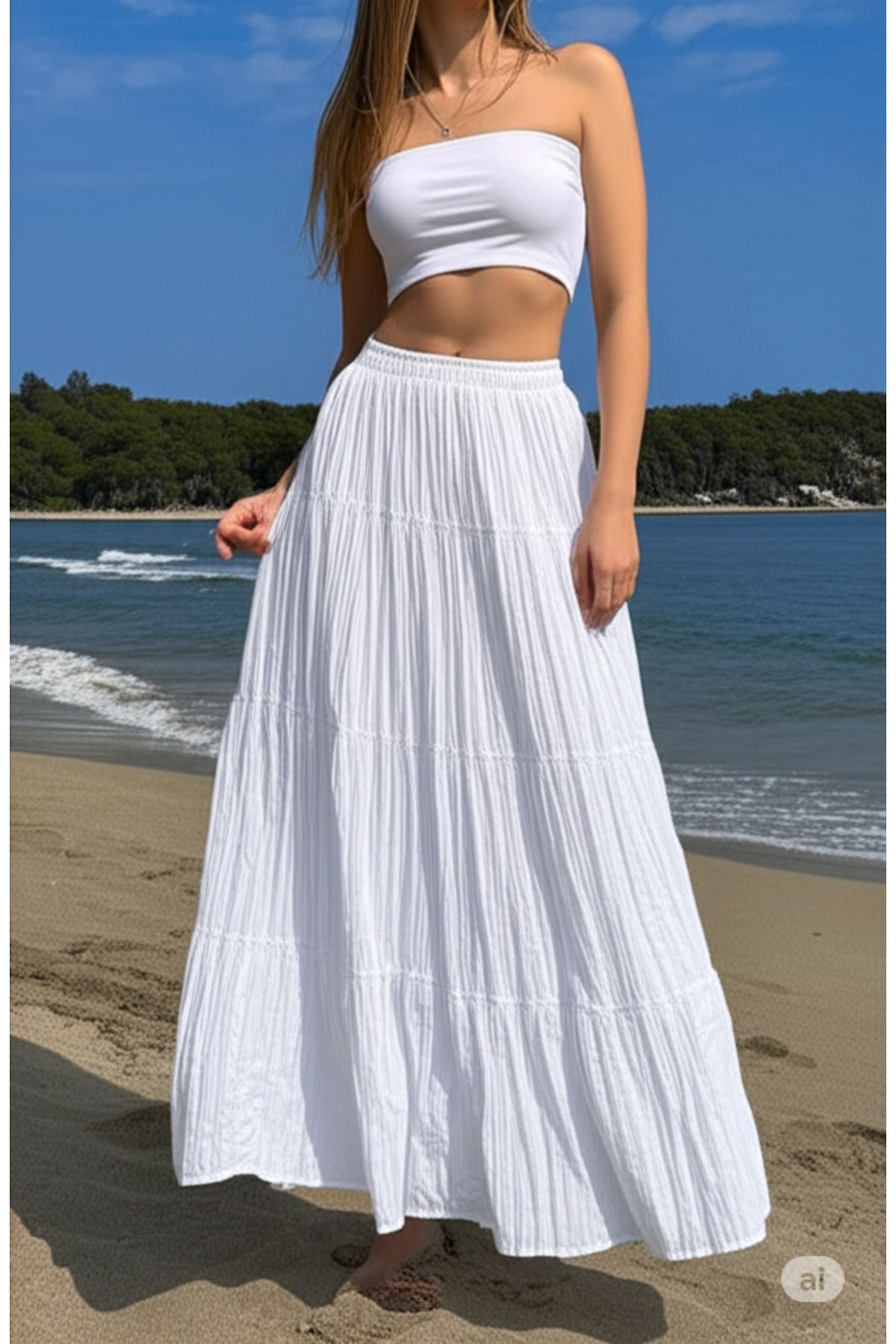 Hamado Fashion Hmd Şifon Uzun Yazlık Etek Astarlı %100 Pamuklu 95cm