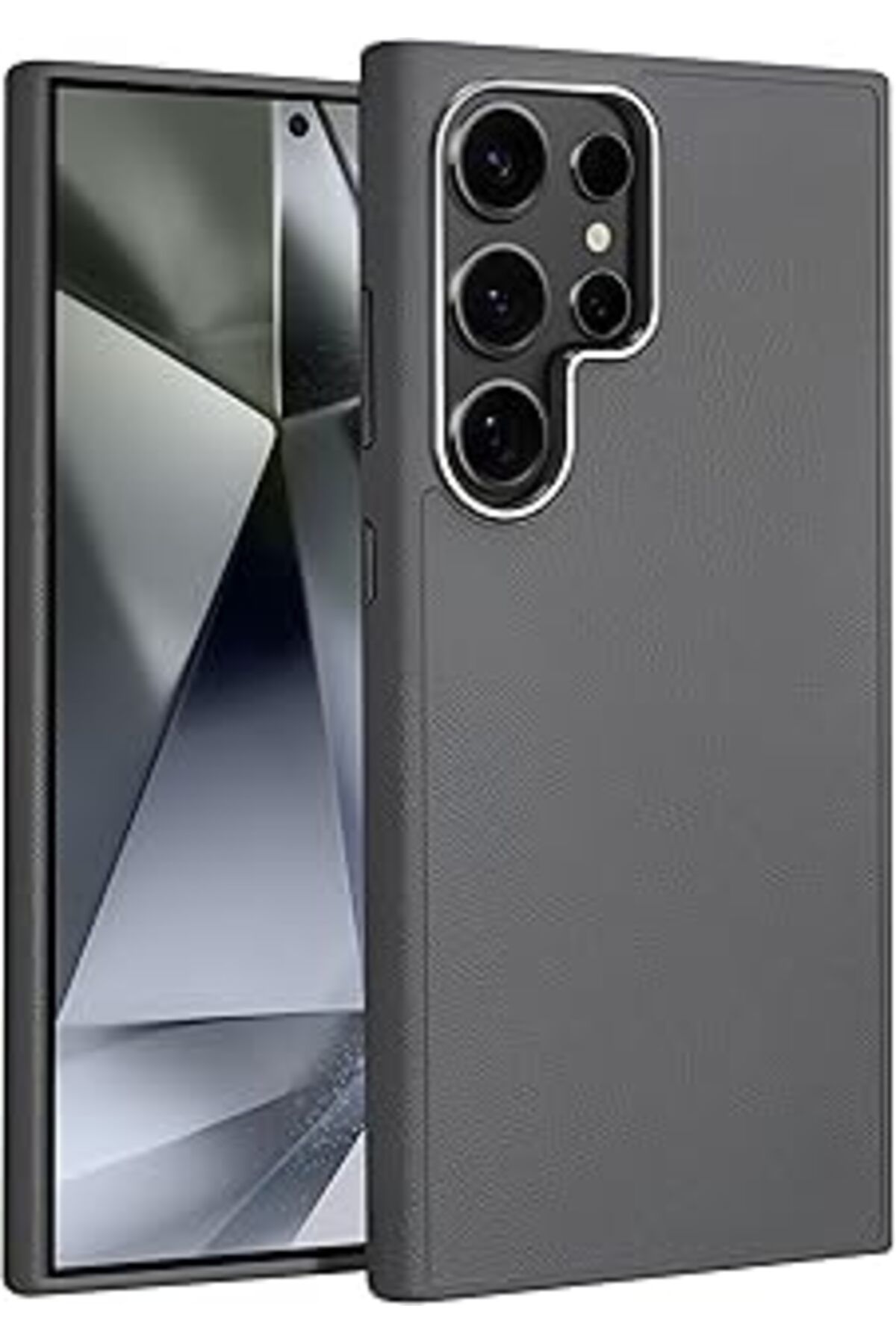 Karachil Teknoft Samsung Galaxy S24 Ultra Için Leth Shield Serisi Parmak İzi Tutmayan Deri Görünümlü Metal T