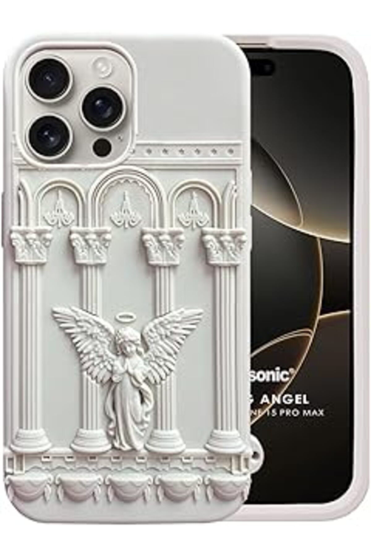 Karachil Microsonic Apple Iphone 15 Pro Max Kılıf Praying Angel Bej [Iphone 15 Pro Max Ile Uyumlu Kılıf - Be