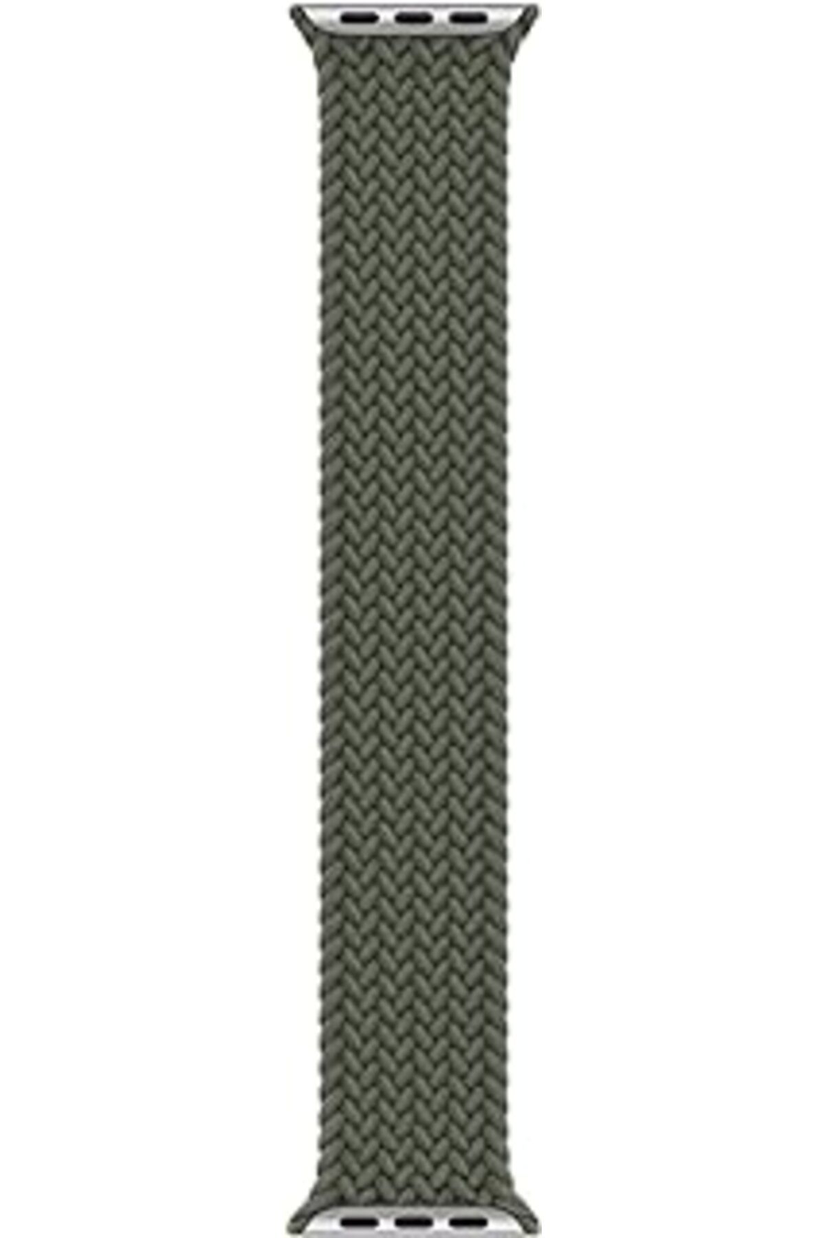Qedii Microsonic Apple Watch Se 44Mm Için Kordon, (Large Size, 160Mm) Knitted Fabric Single Loop Koyu Yeş