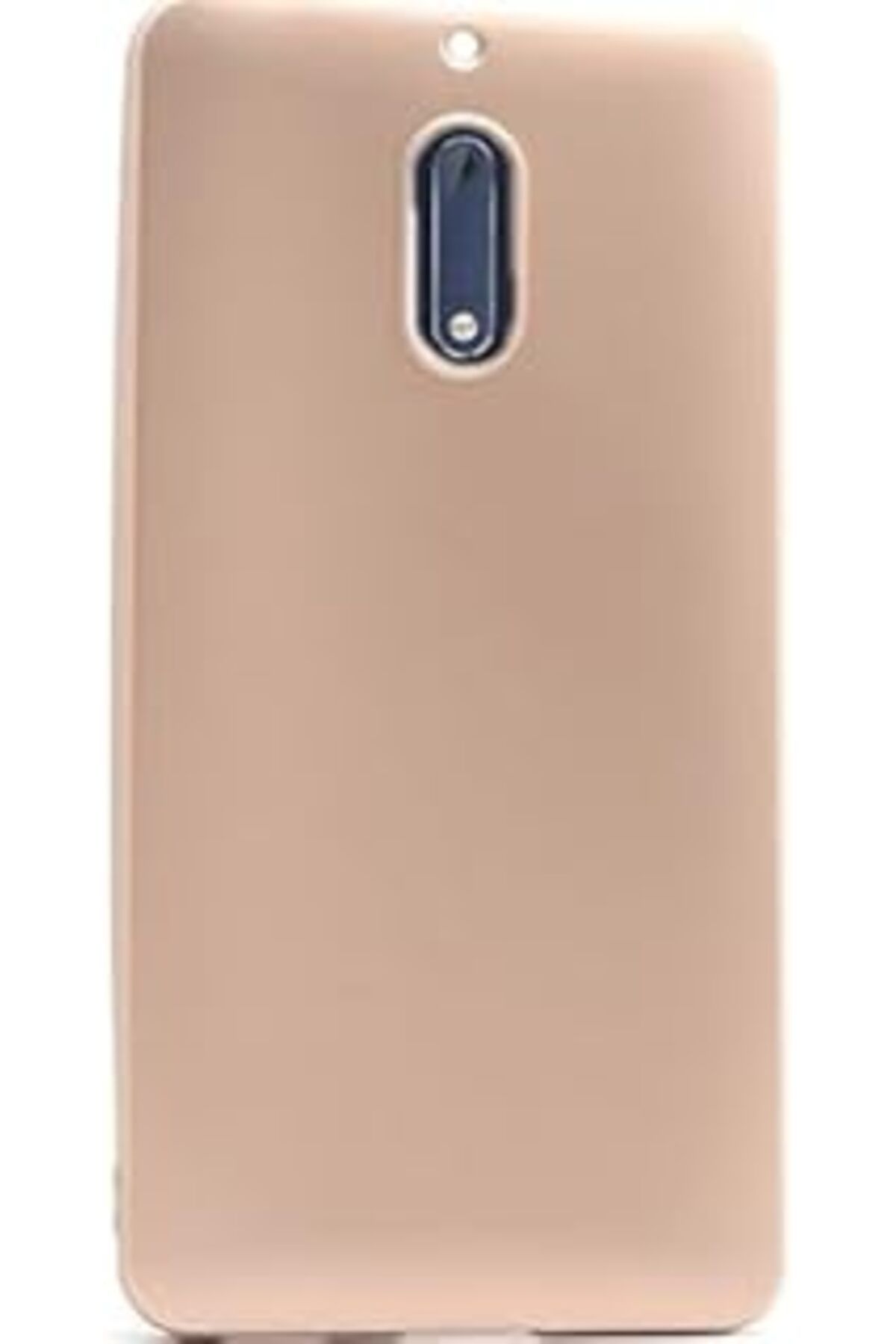 Karachil Nokia 6 Uyumlu Sert Rubber Silikon Kılıf (Altın Rengi)