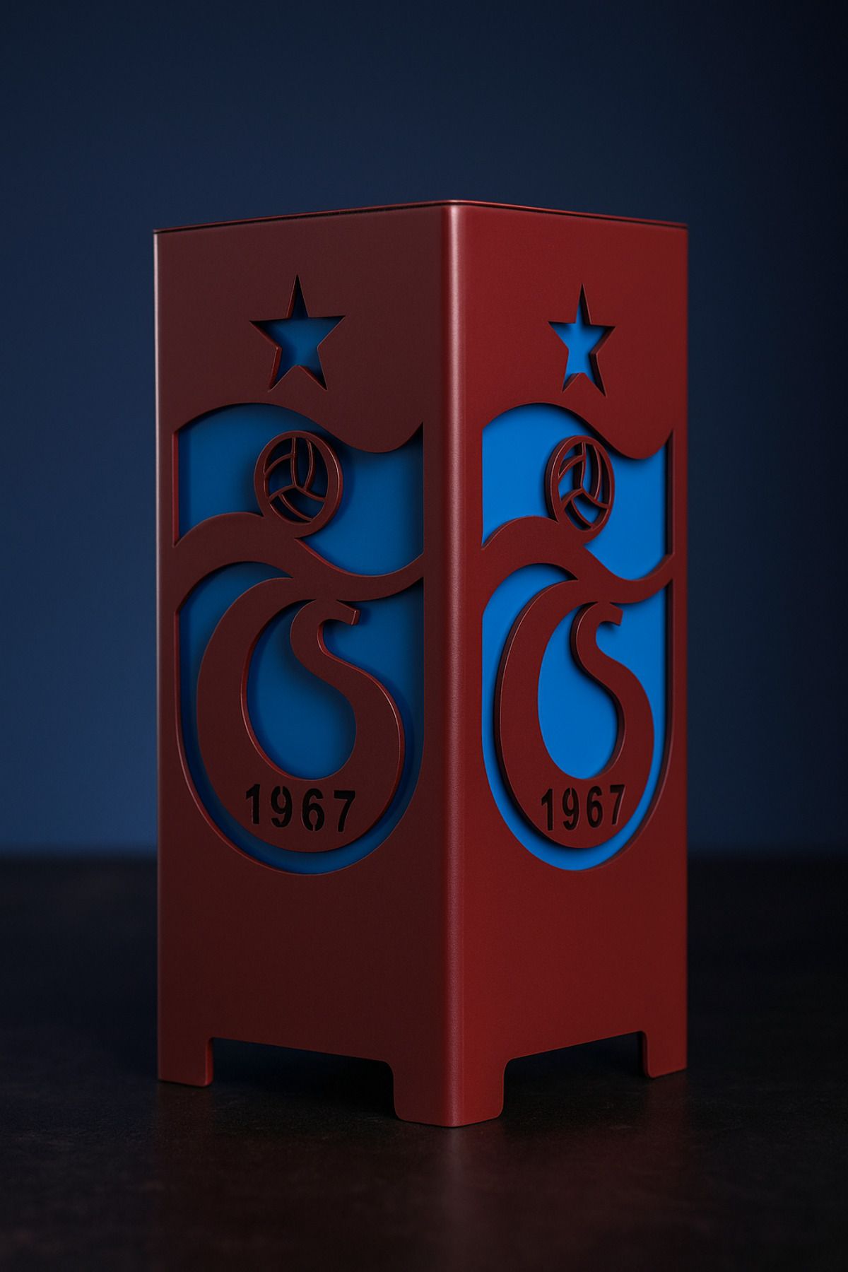 ts Bordo Mavi LED Işıklı Trabzonspor Masa Lambası – Özel Tasarım Dekoratif Gece Lambası