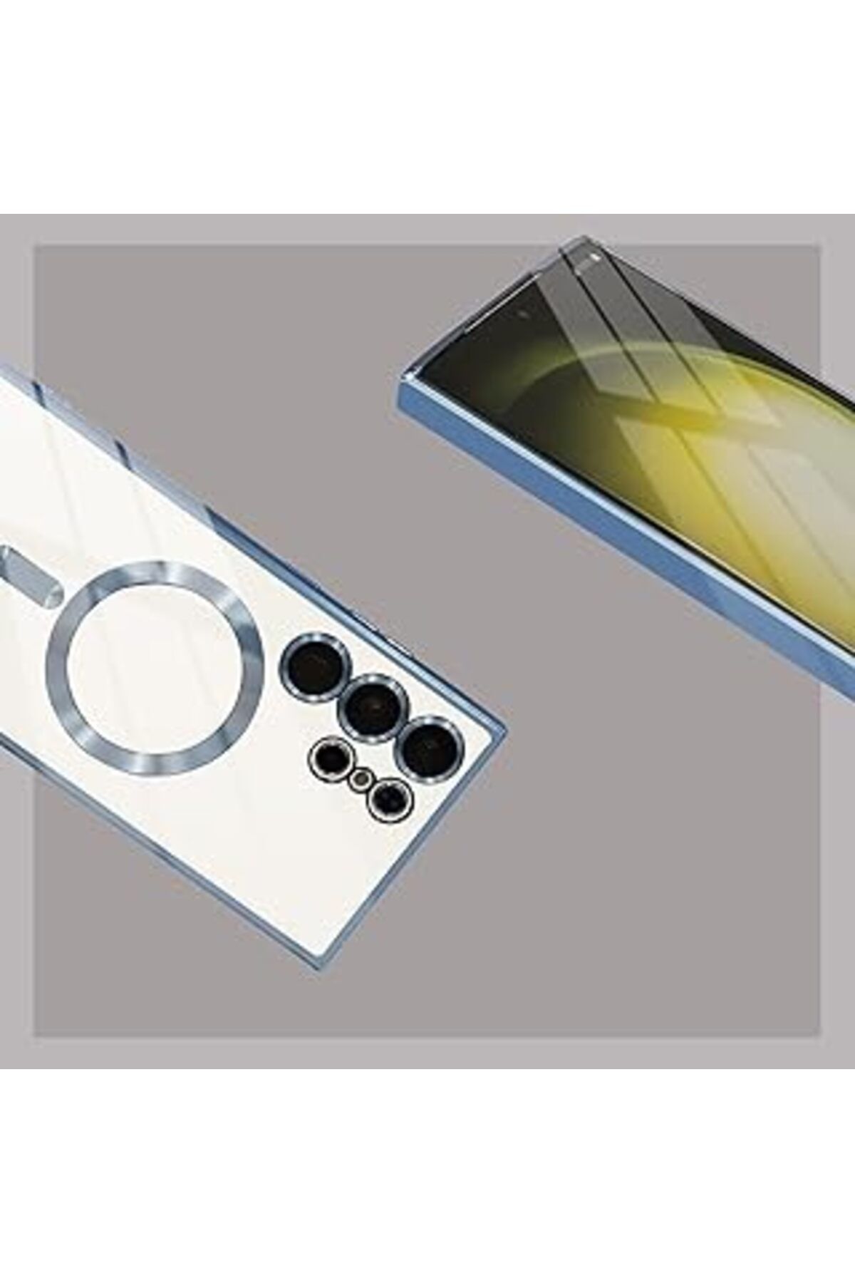 Karachil Teknosepetim Samsung S24 Ultra Kılıf Kamera Lens Korumalı Kablosuz Şarj Destekli Arkası Şeffaf Parl