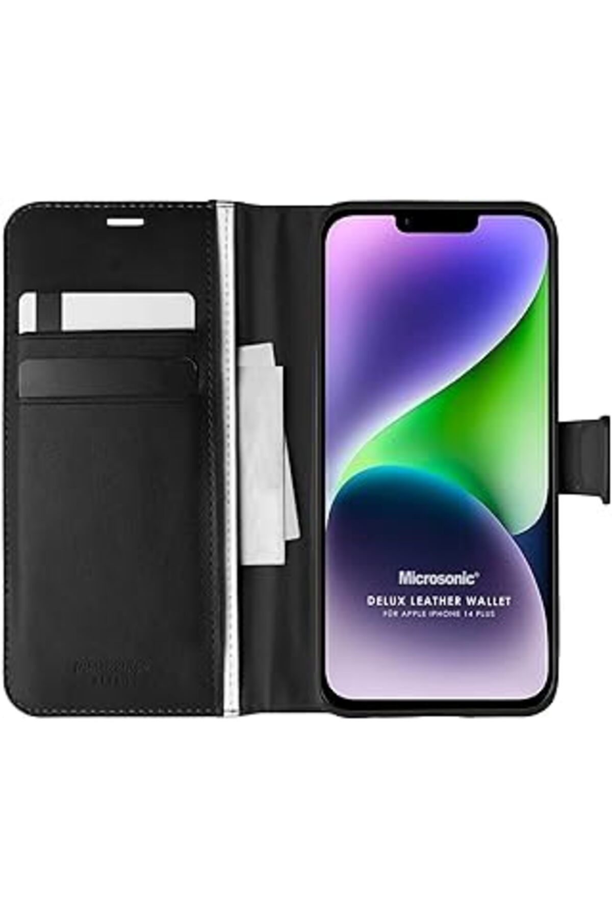 Karachil Microsonic Apple Iphone 14 Plus Için Kılıf Delux Leather Wallet Siyah [Iphone 14 Plus Ile Uyumlu Kı