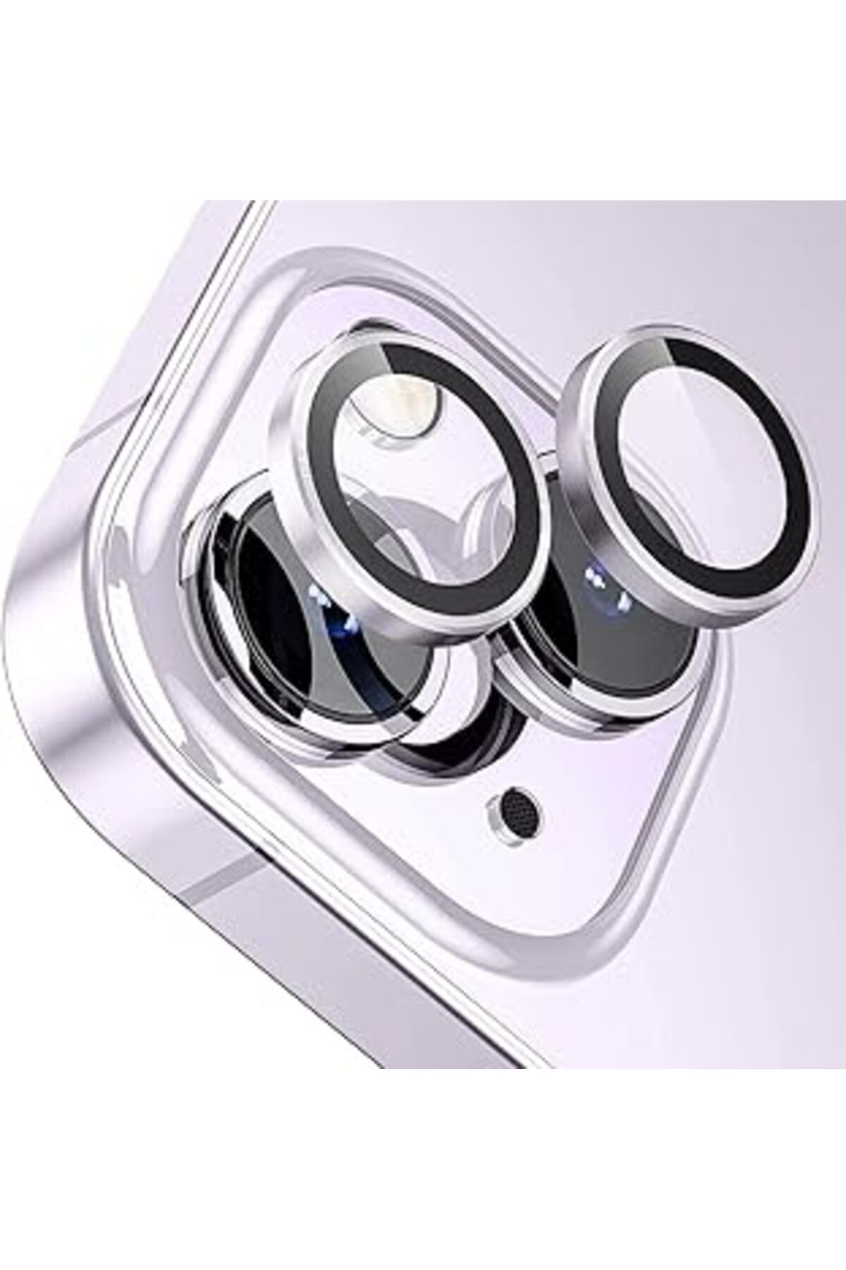 Karachil Buff Labs Iphone 14/14 Plus Screen Protector 9H Safir Cam Kamera Metal Lens Koruyucu (Mor)
